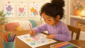 Child coloring positive affirmation page for social-emotional learning