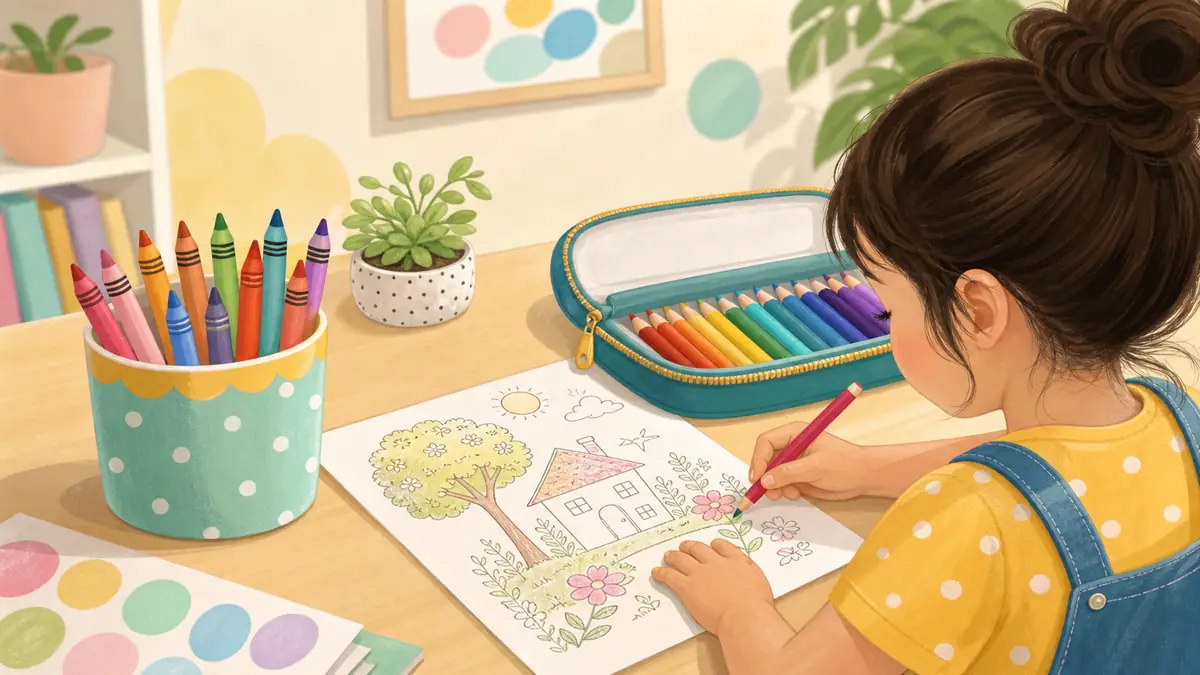 Crayons vs colored pencils side by side for kids' coloring comparison