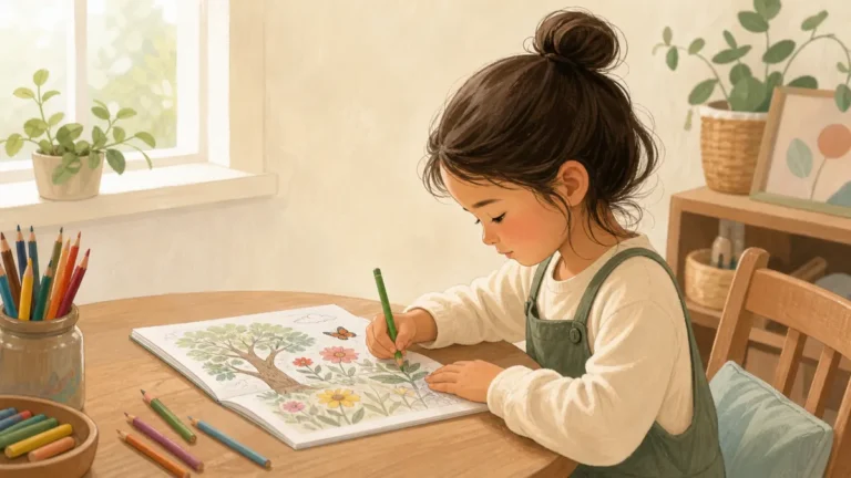 Child doing mindful coloring for emotional regulation and calm