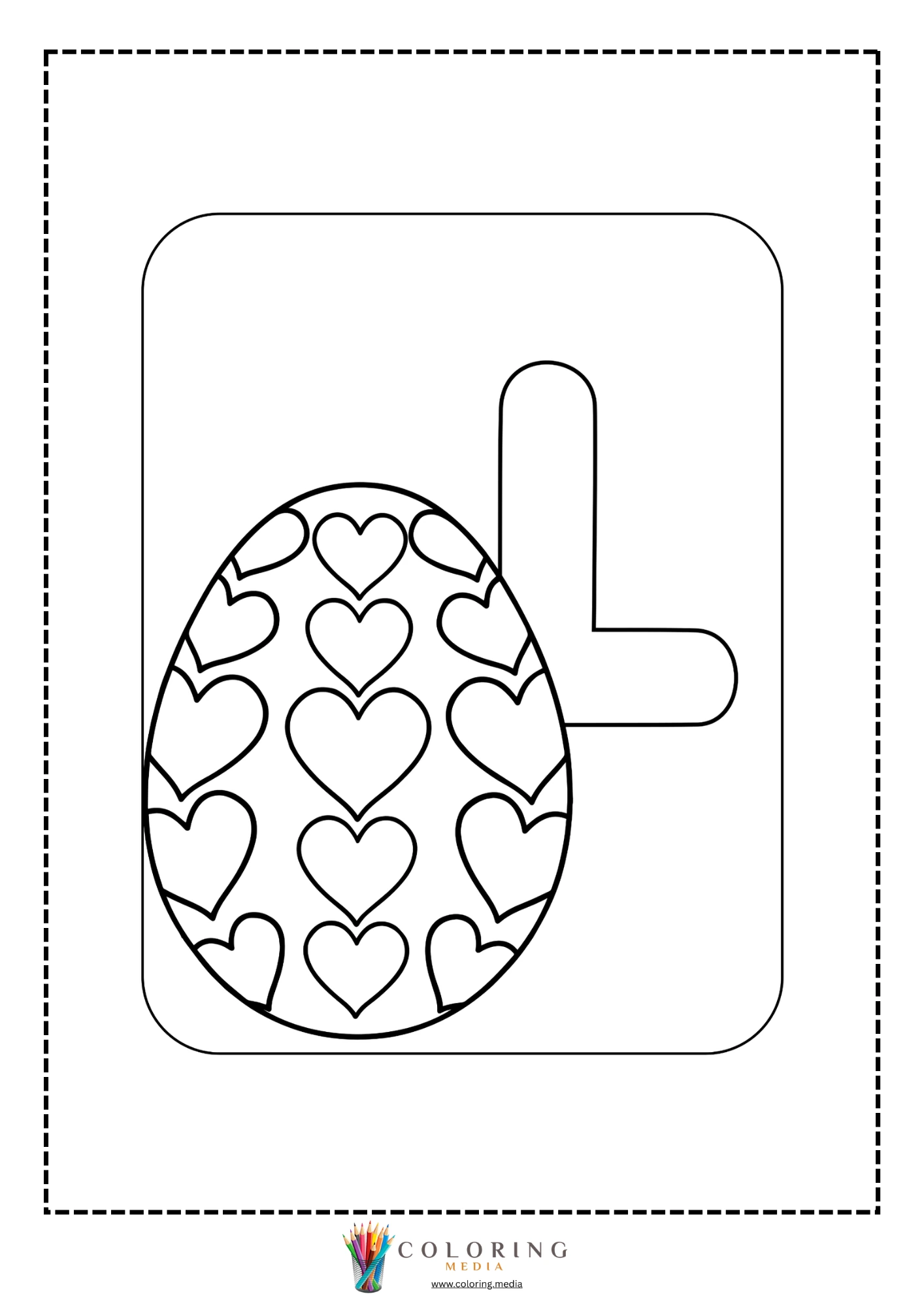 Letter L with Easter egg covered in hearts pattern