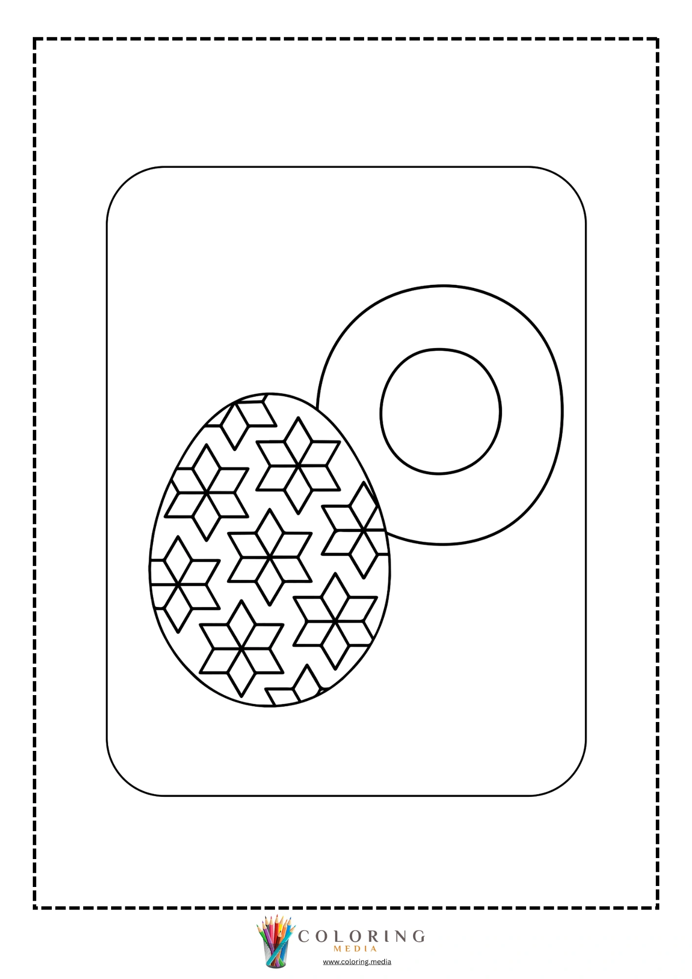 Letter O with Easter egg with geometric star quilt pattern