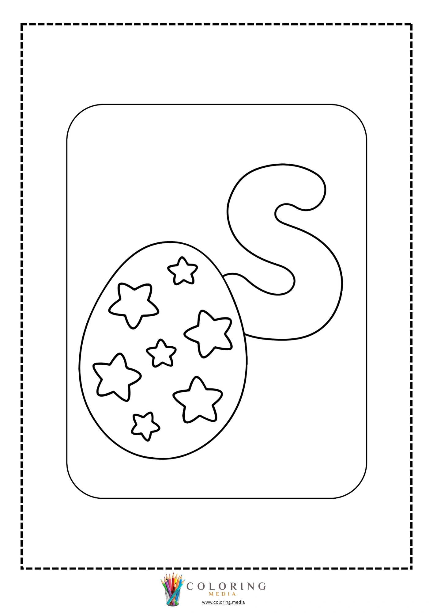 Letter S with Easter egg covered in stars