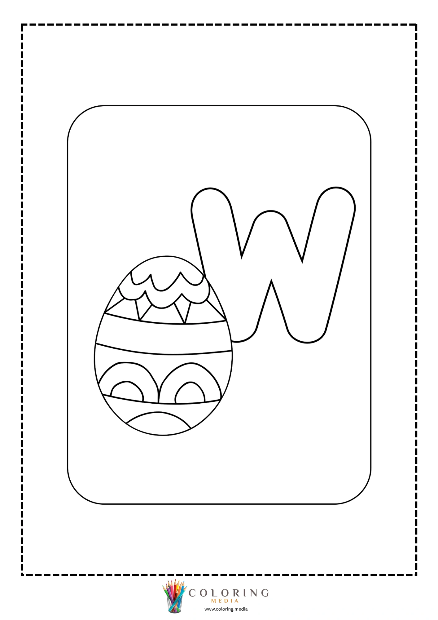 Letter W with Easter egg with arch wave pattern