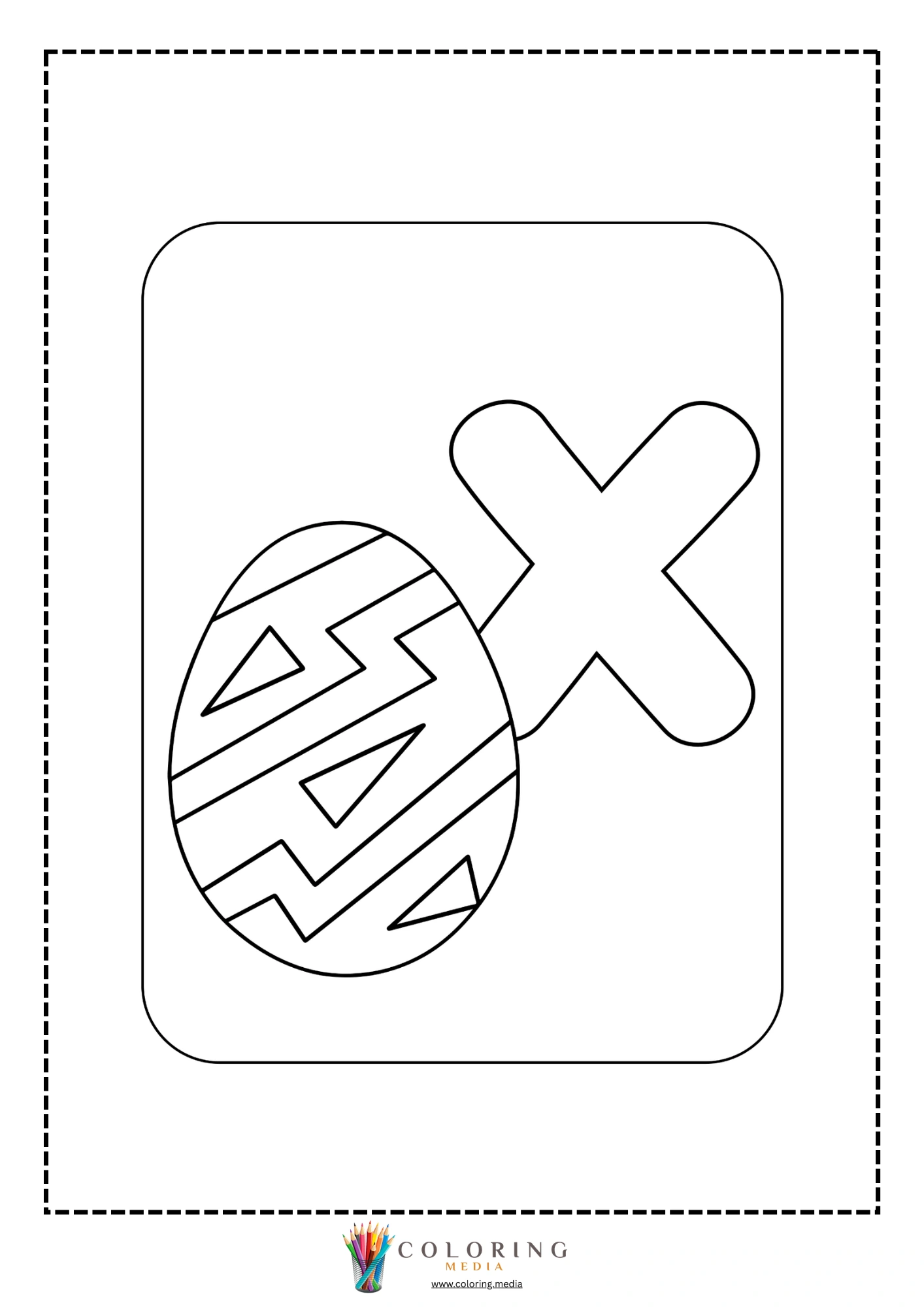 Letter X with Easter egg with zigzag and triangle pattern