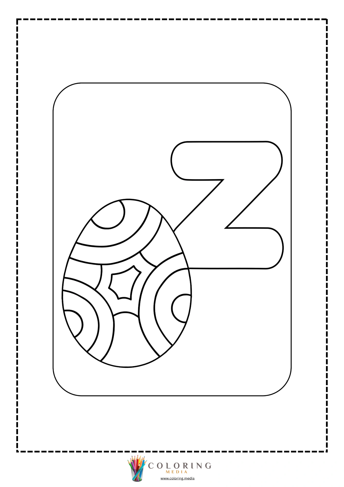 Letter Z with Easter egg with swirl and star pattern
