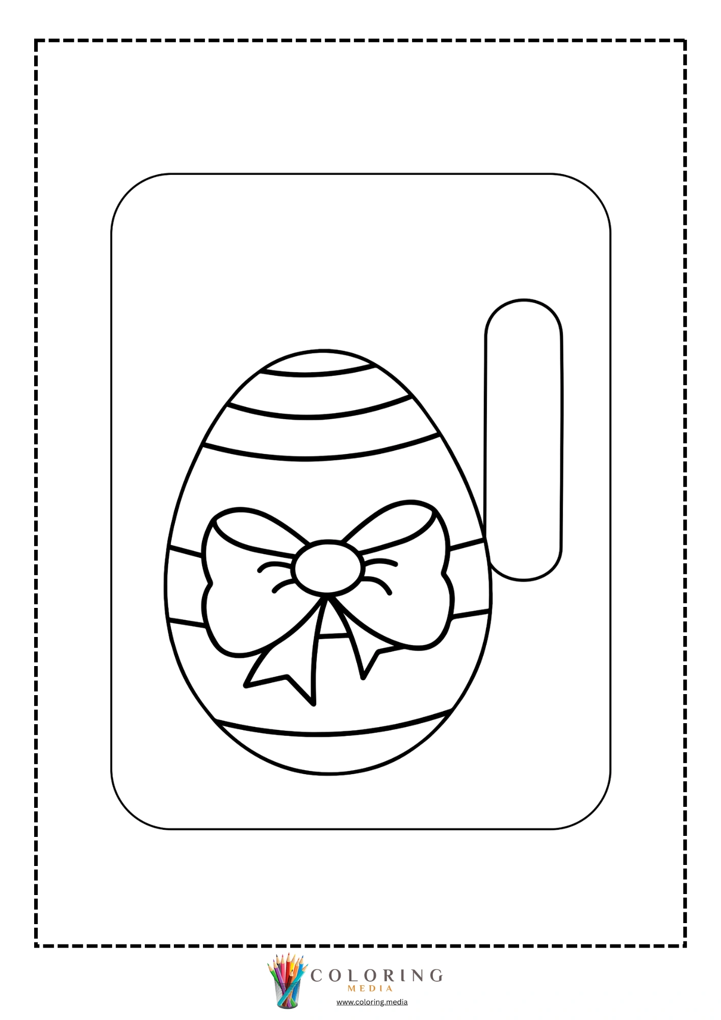 Letter I with Easter egg with bow ribbon decoration
