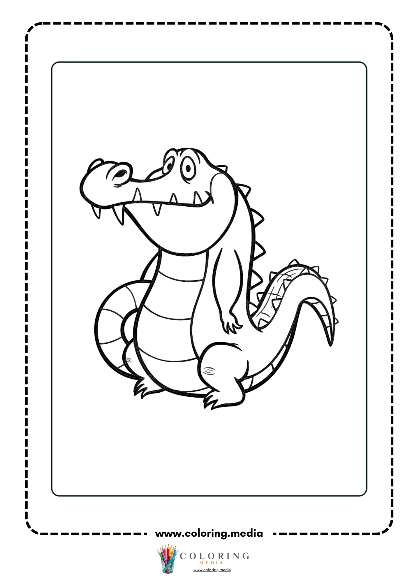 Upright cartoon crocodile with open mouth