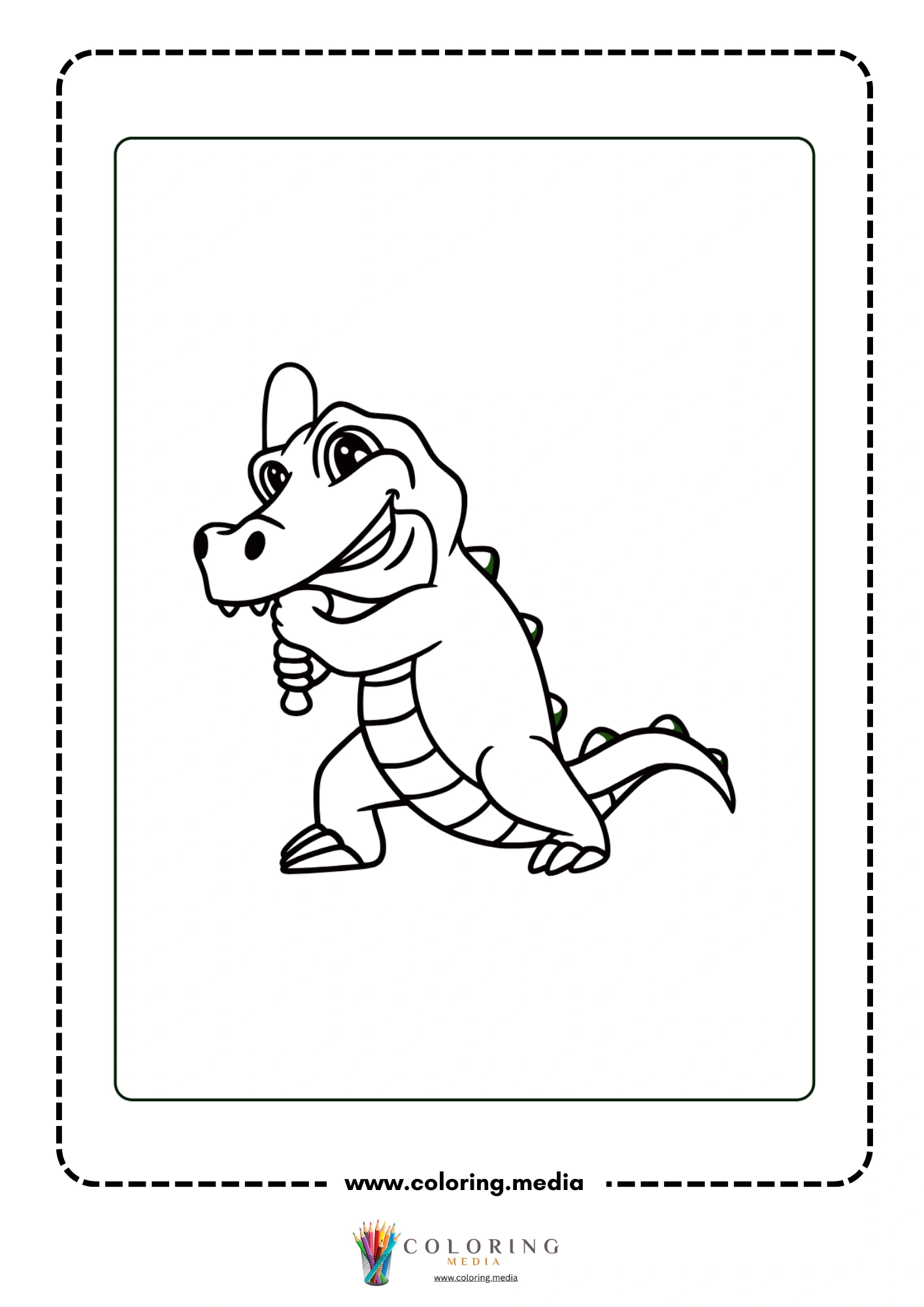 Crocodile sitting casually upright