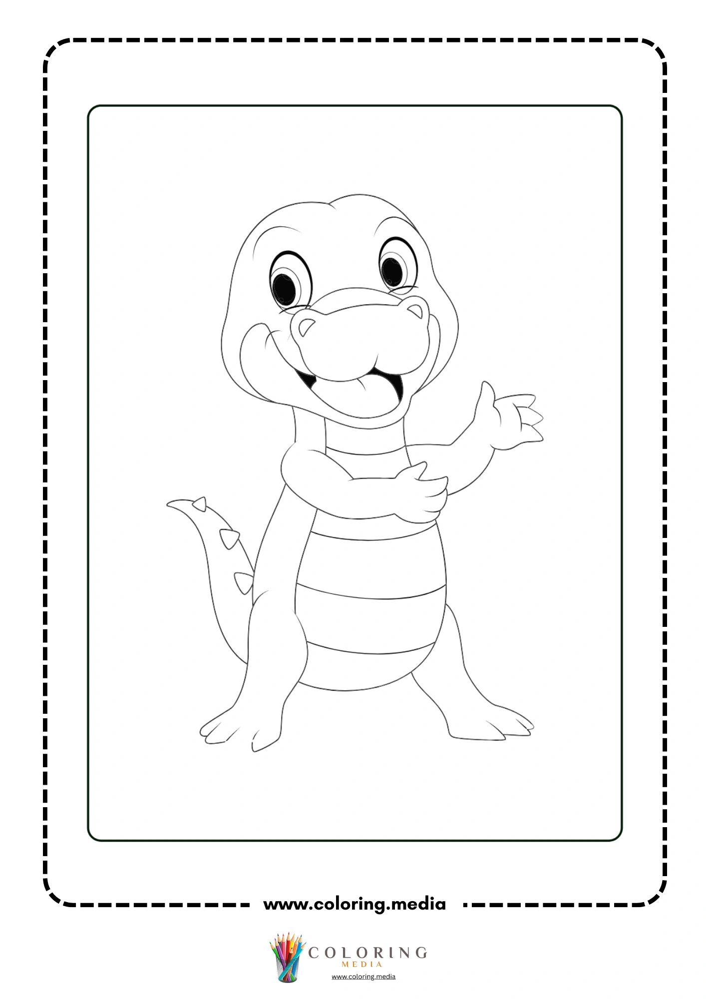Striped cartoon crocodile standing