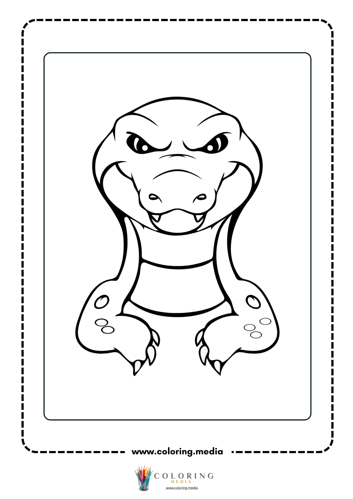 Slim cartoon crocodile simple outline