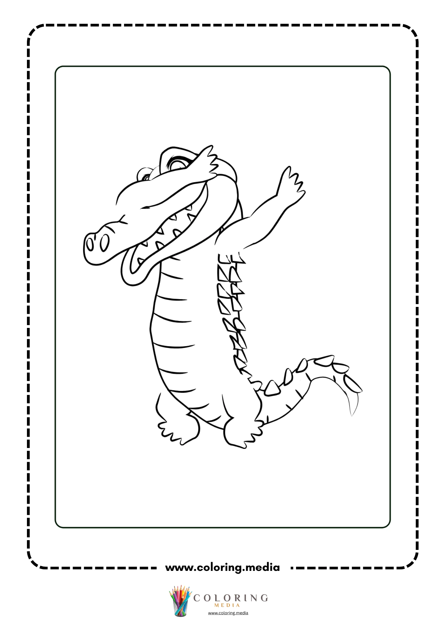 Chubby round cartoon crocodile