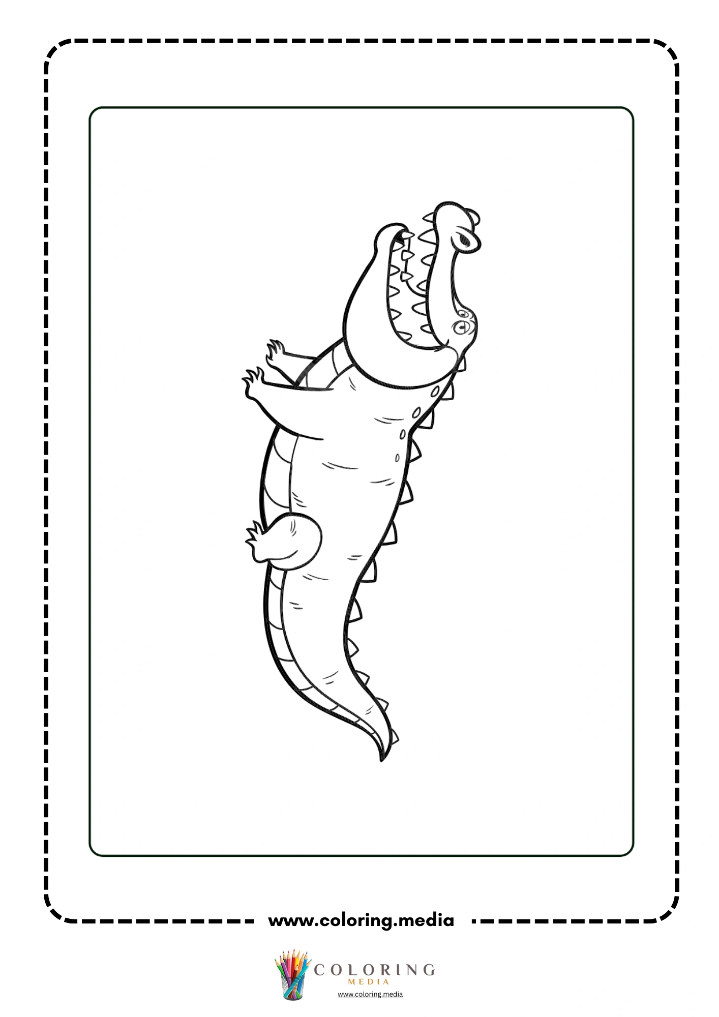 Crocodile with tail curled upward