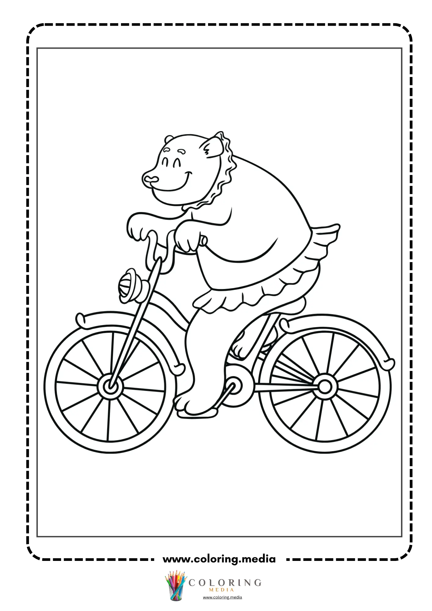 Bear riding a bicycle on a path