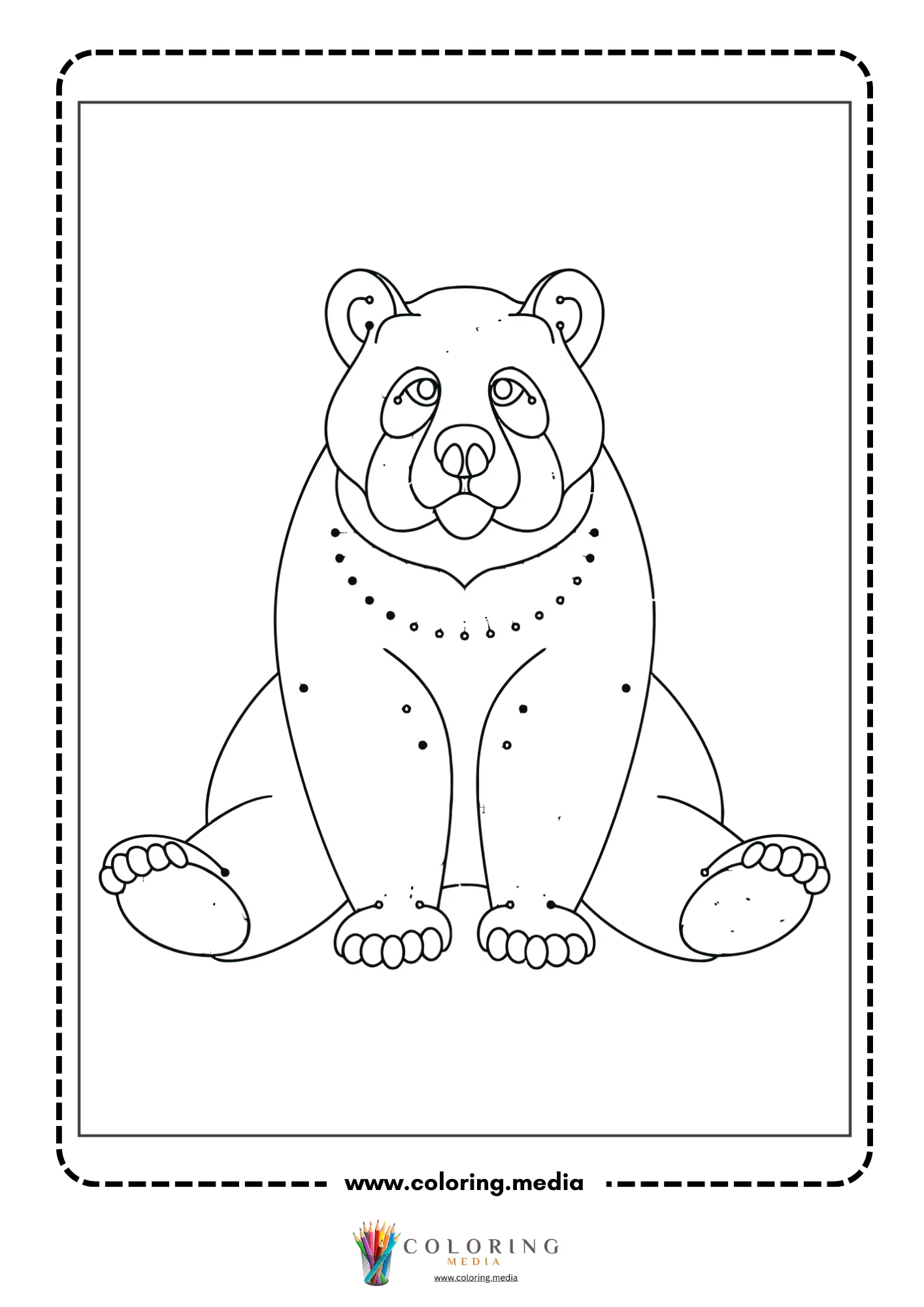 Bear cub sitting with paws forward