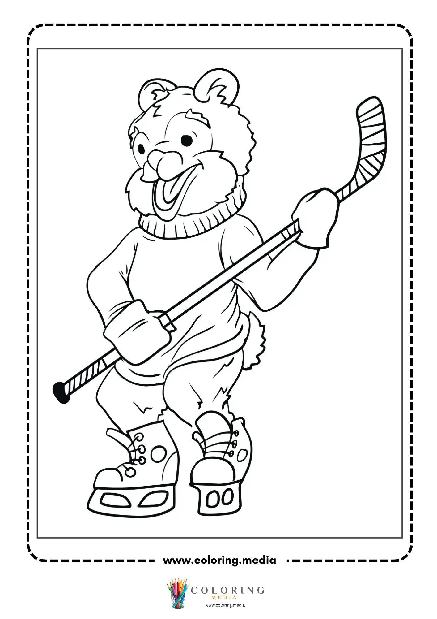 Bear with flowers on a crescent moon