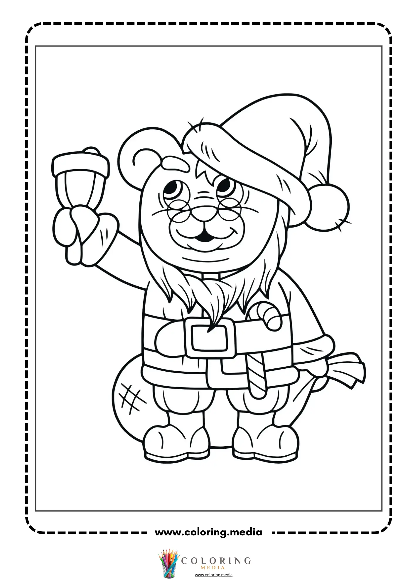 Happy bear cub standing alone