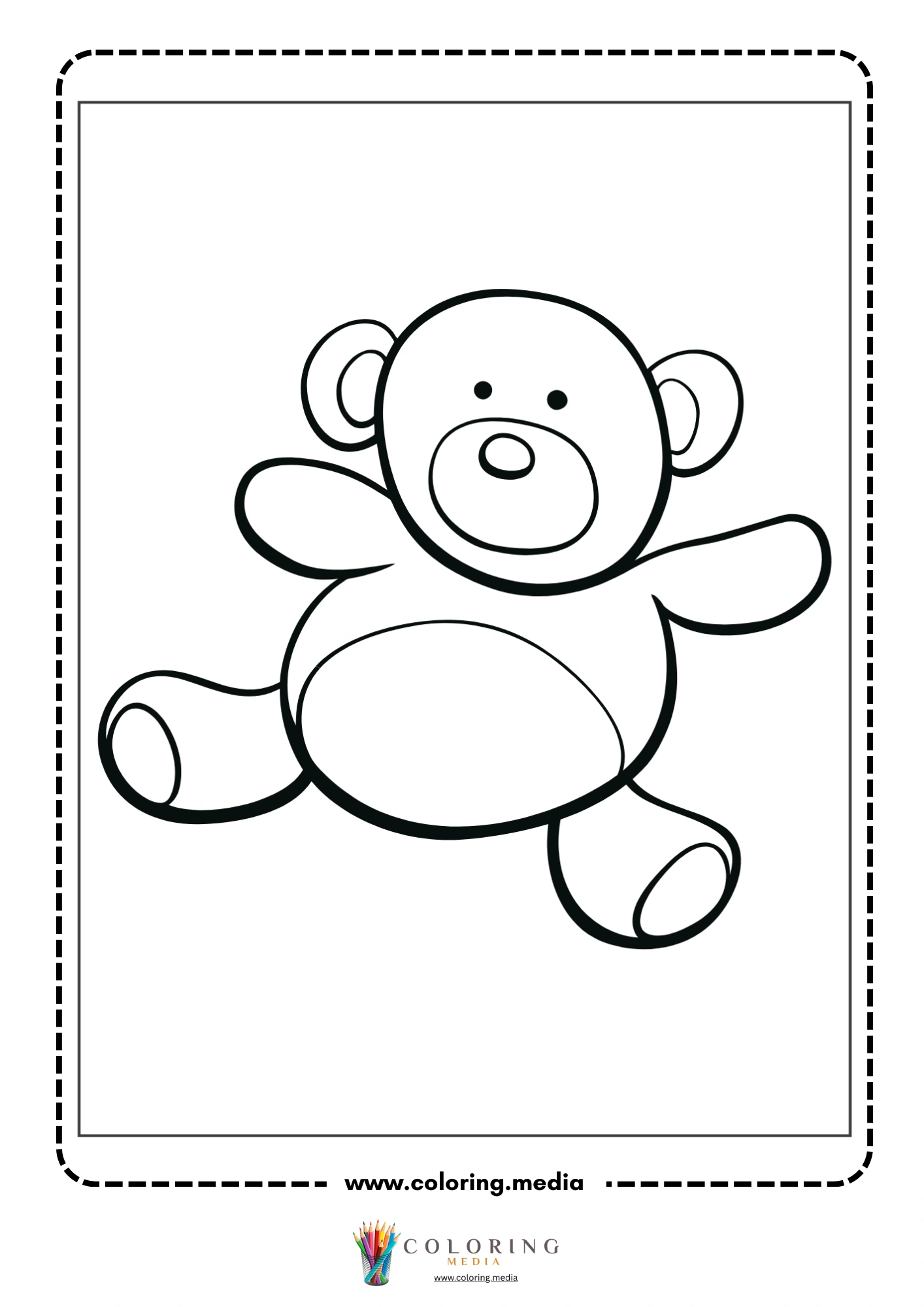 Bear seated on a small wooden stool