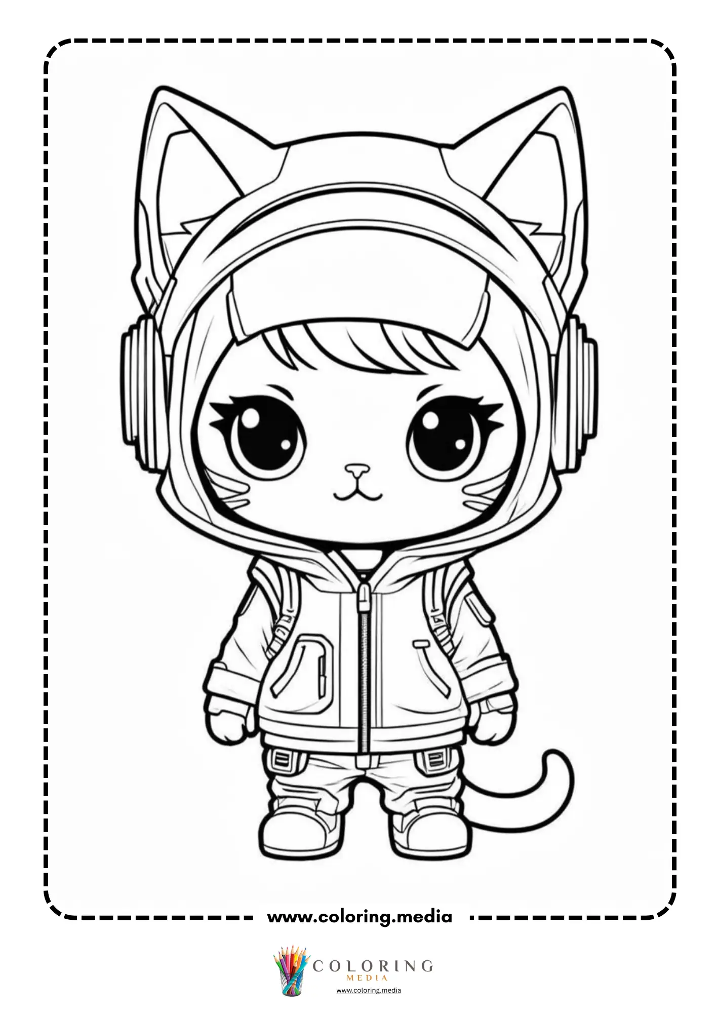 Anime boy wearing a cat hoodie