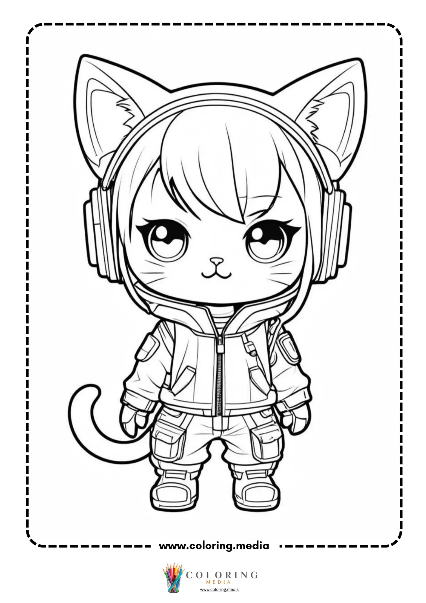 Kawaii character in a cat onesie