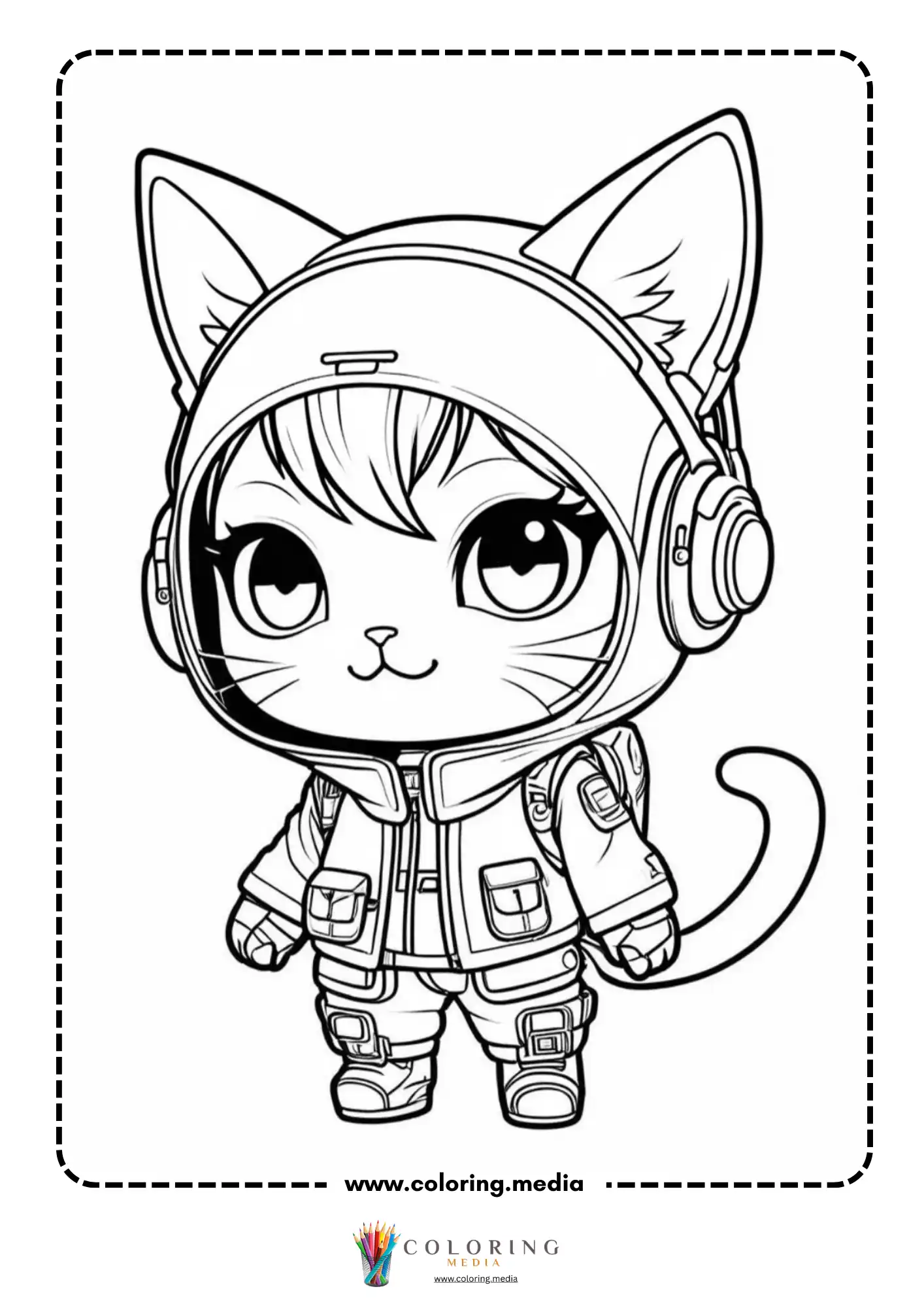 Anime girl in a cat-themed outfit