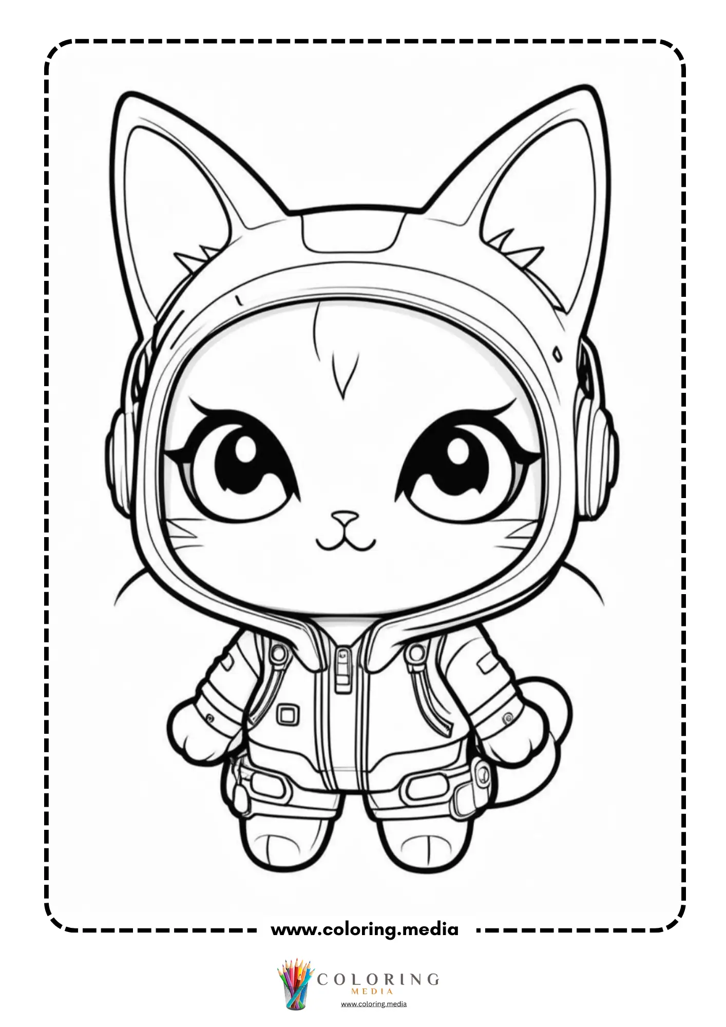 Chibi character in a striped cat hoodie