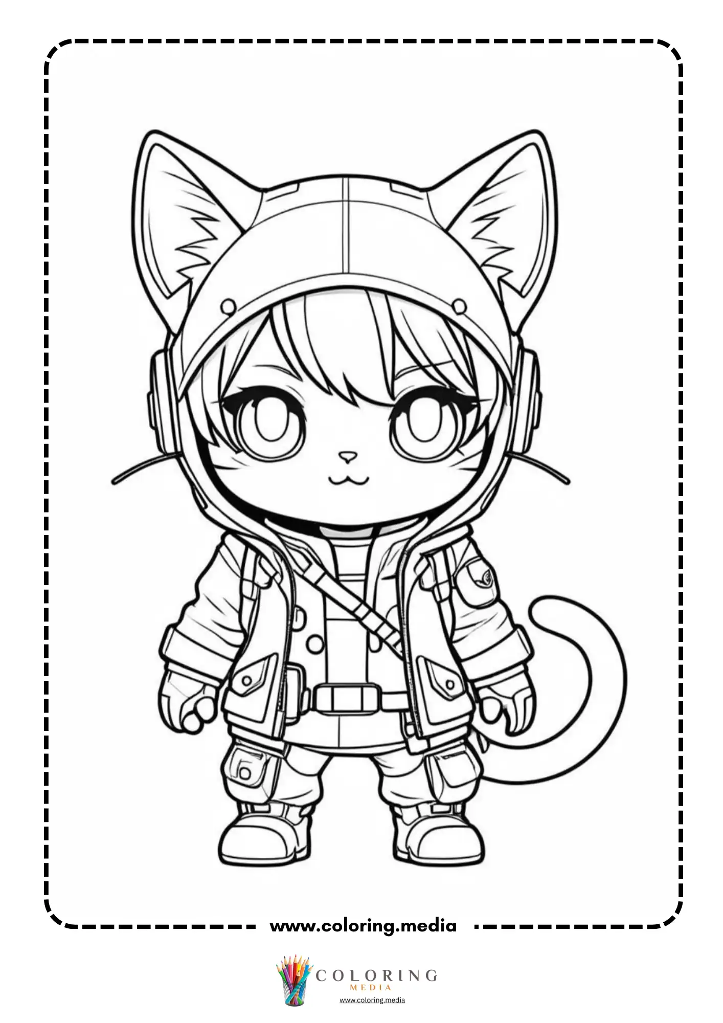 Chibi cat-person in a winter outfit