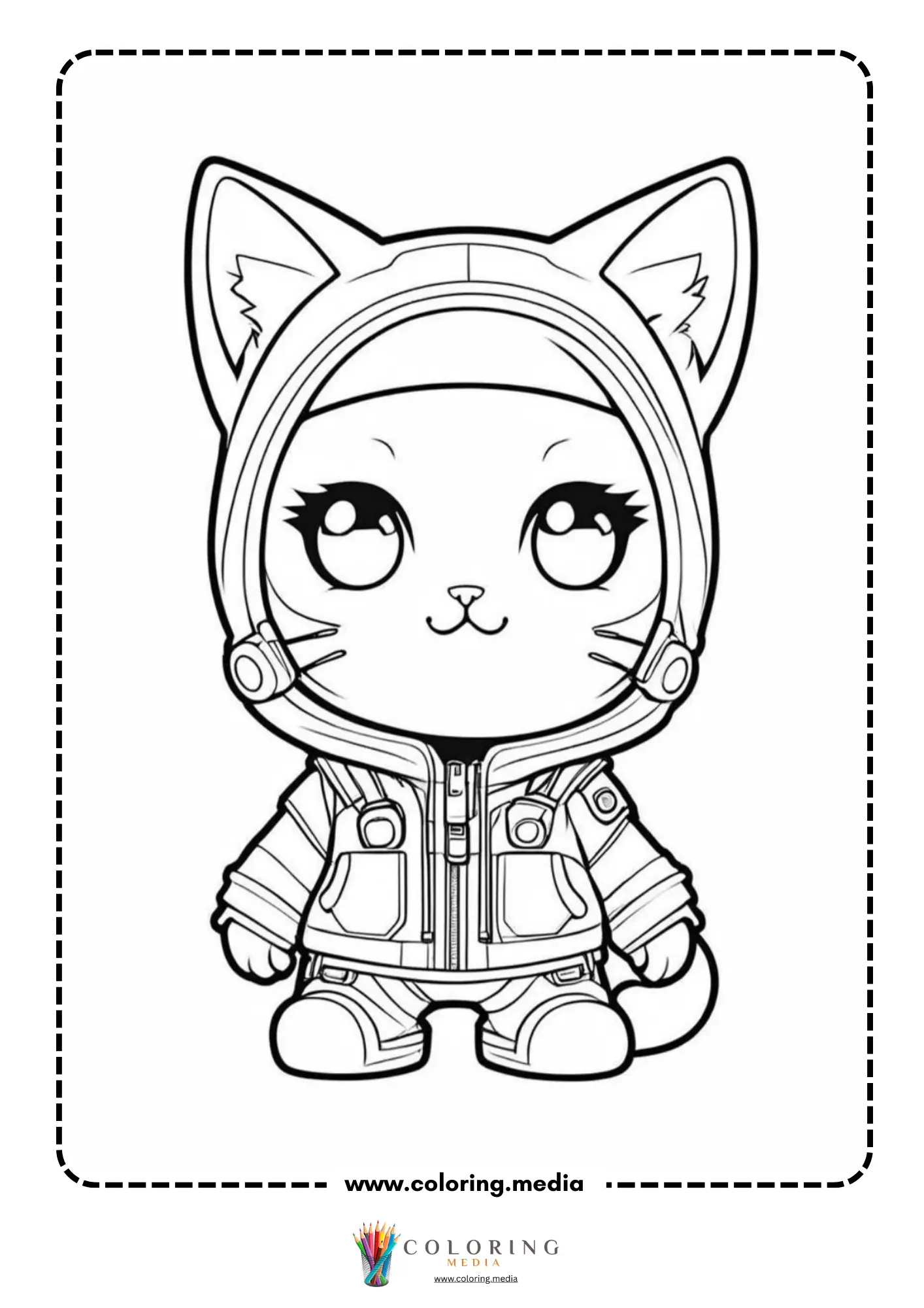 Chibi character in a fluffy cat outfit