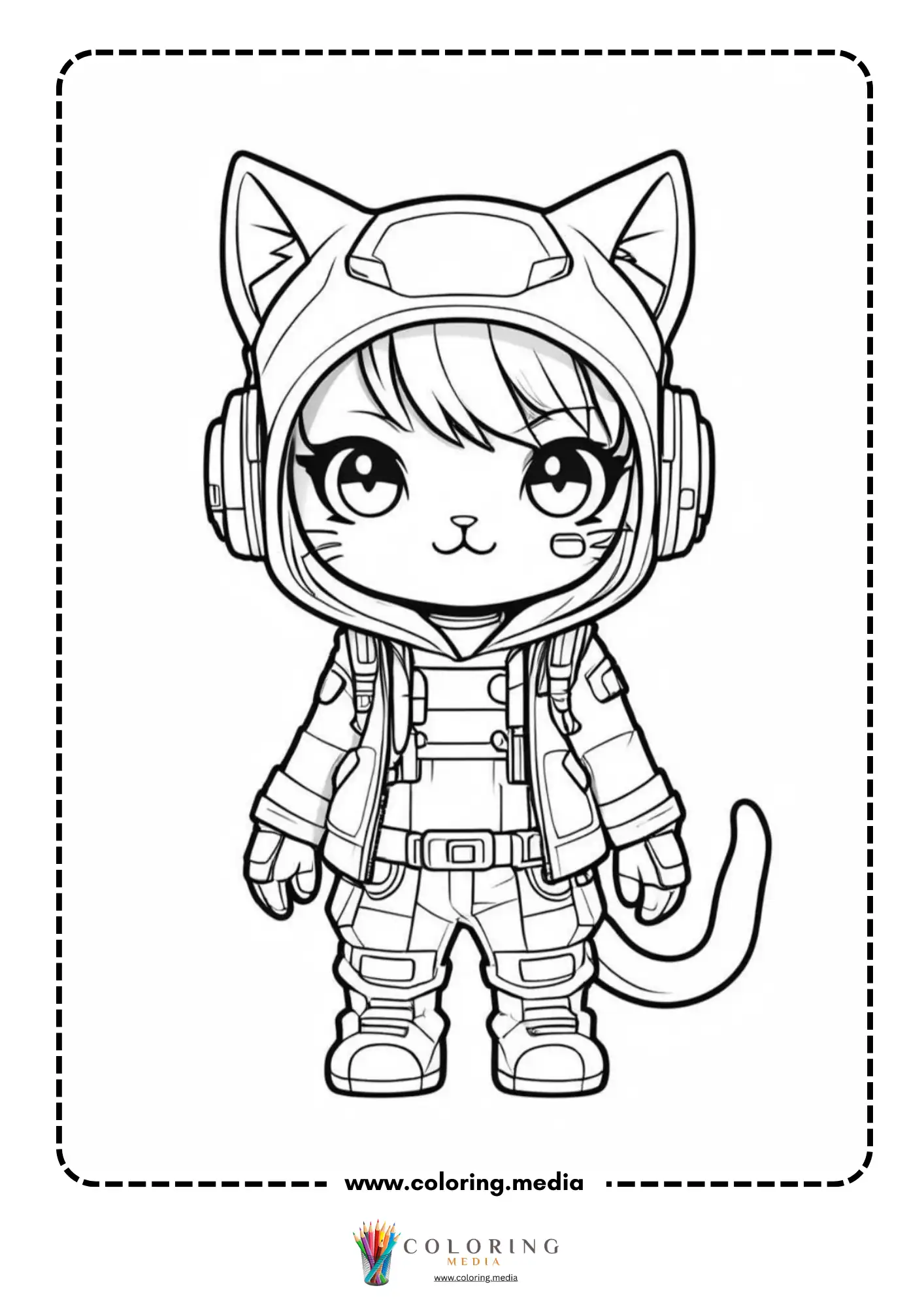 Anime girl with cat ears and tail