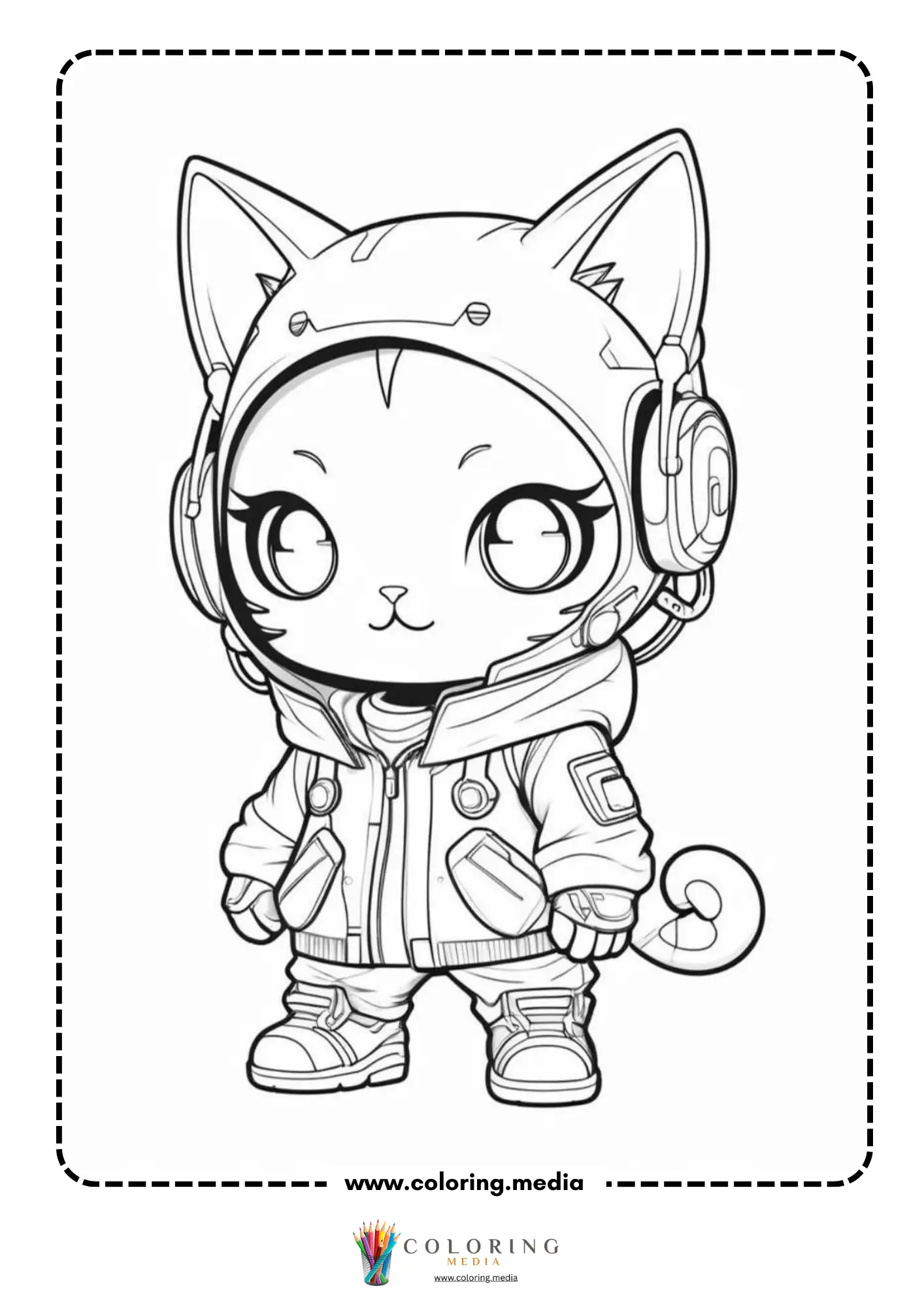 Kawaii girl with a cat hood on