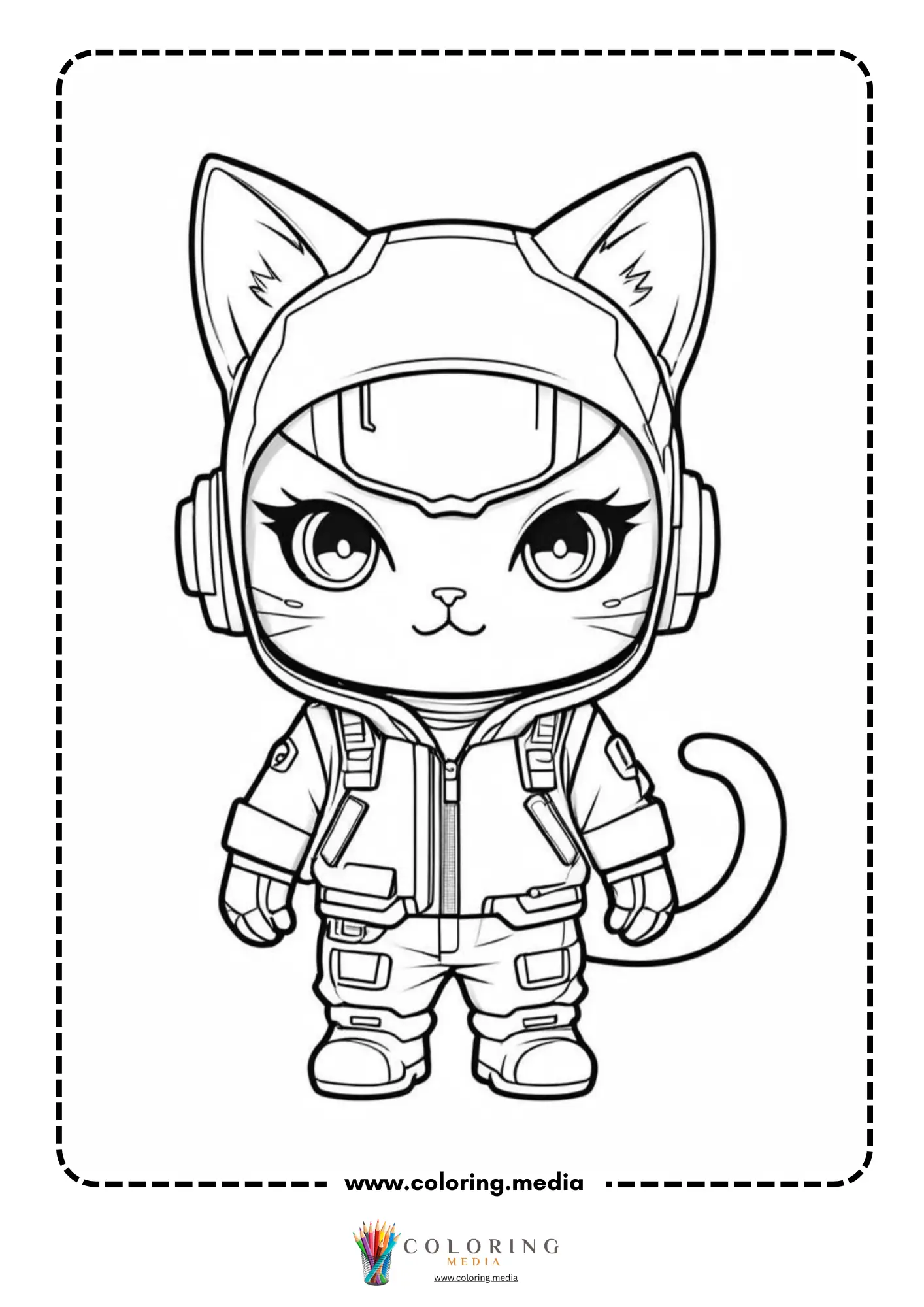 Chibi character in a cat-ear jacket