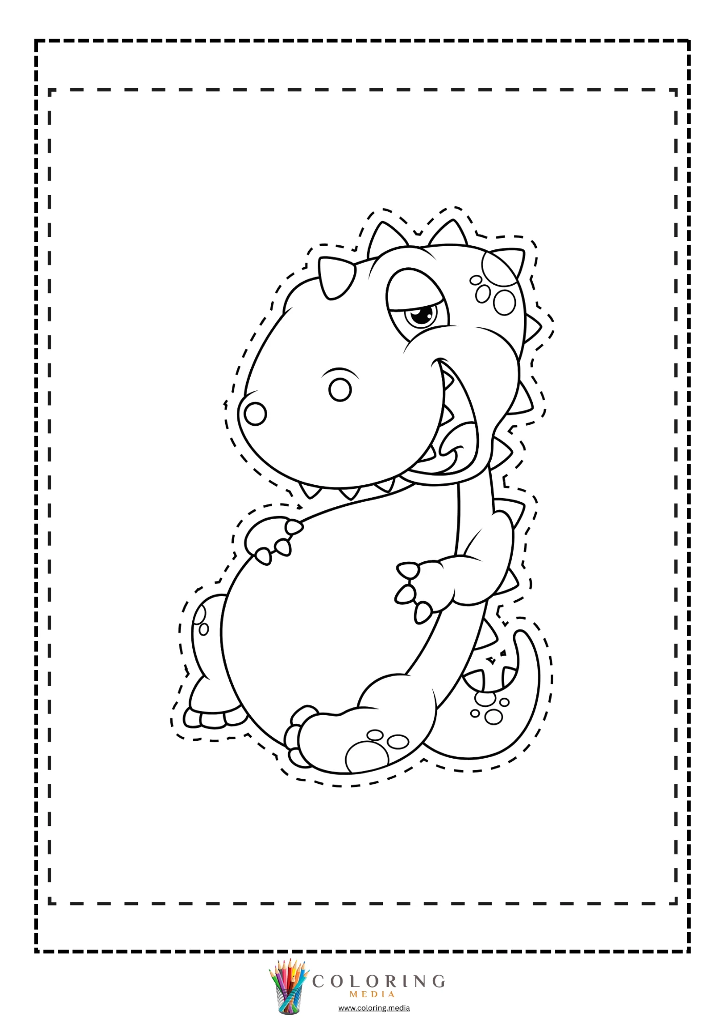 Two dinosaurs in a playful scene