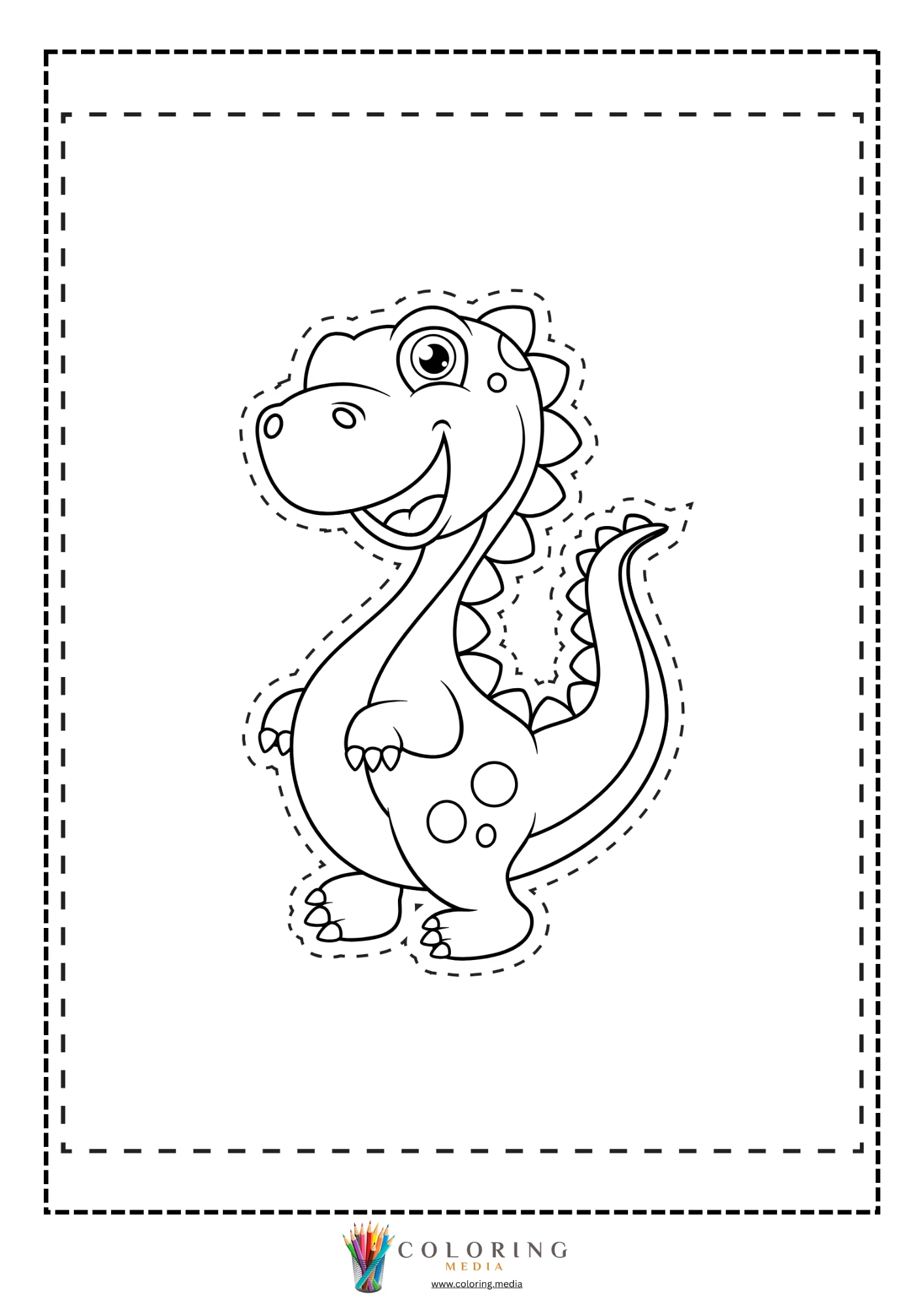 Cute cartoon dinosaur sitting