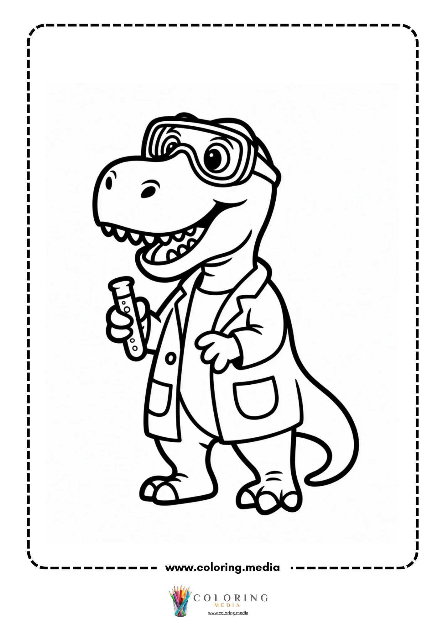 Dinosaur in explorer outfit and hat