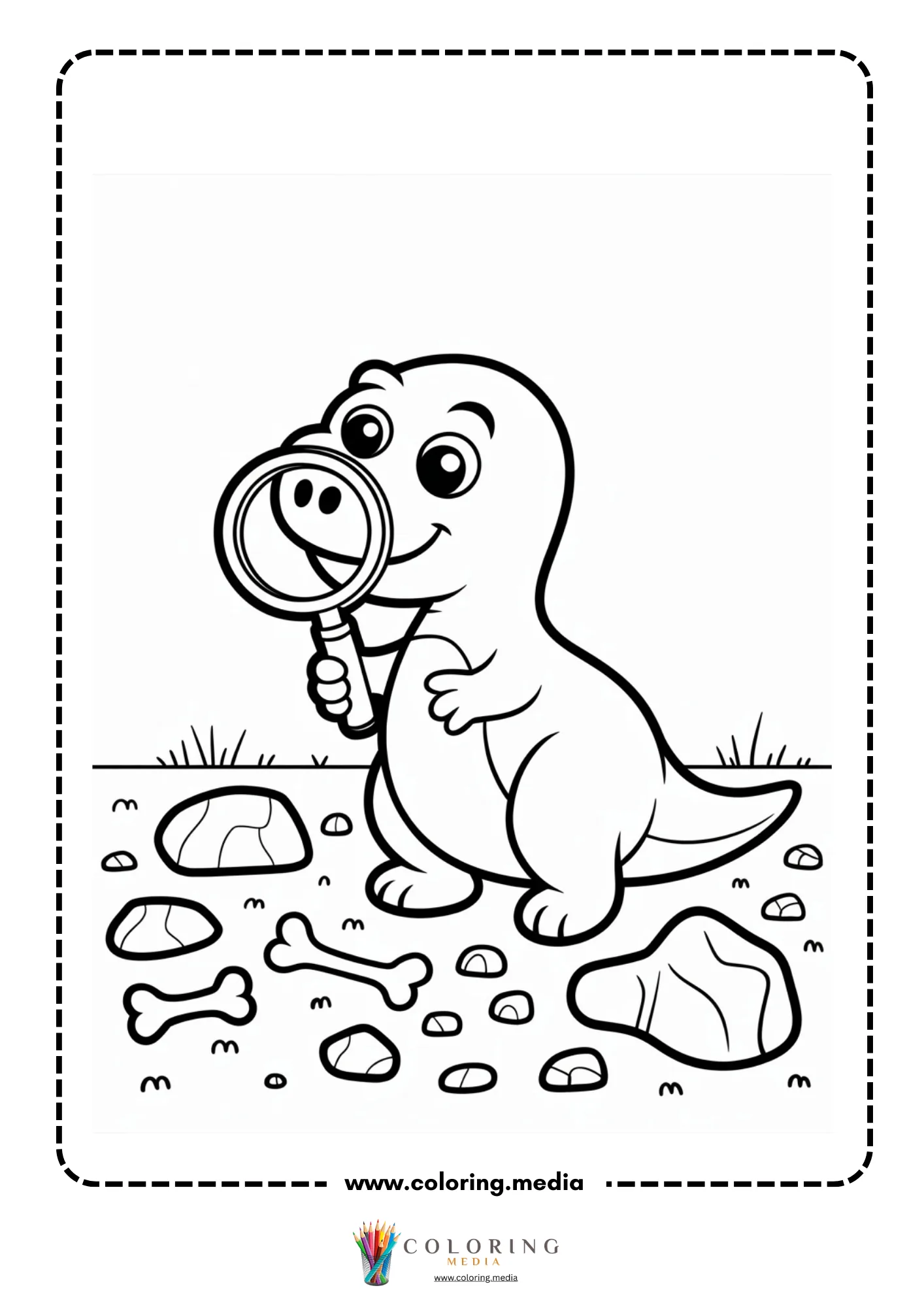 Dinosaur holding magnifying glass again