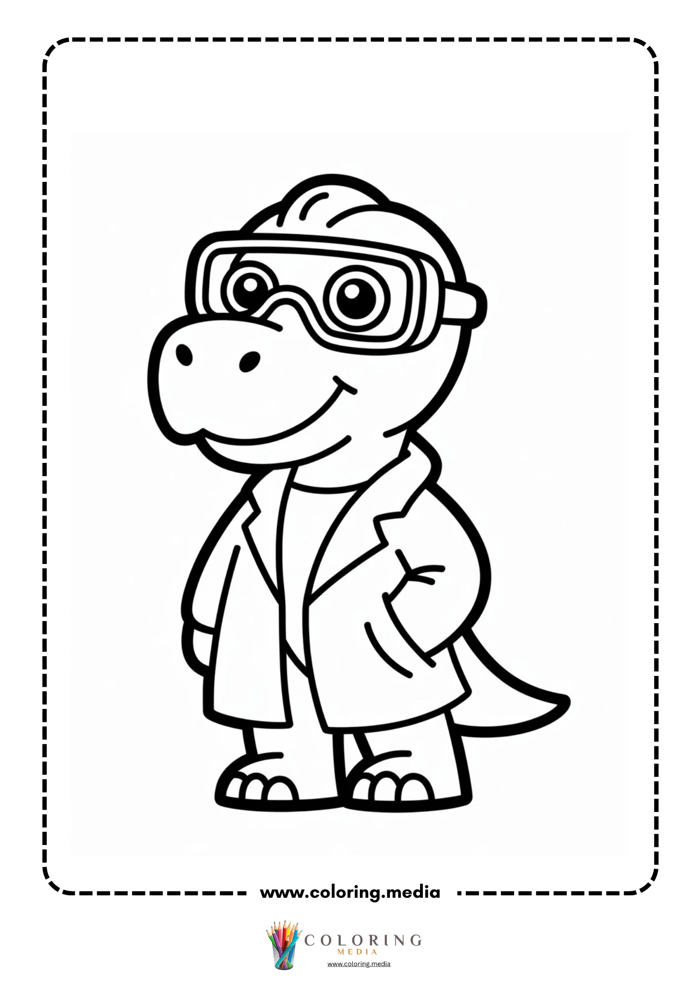 Cartoon dinosaur standing casually