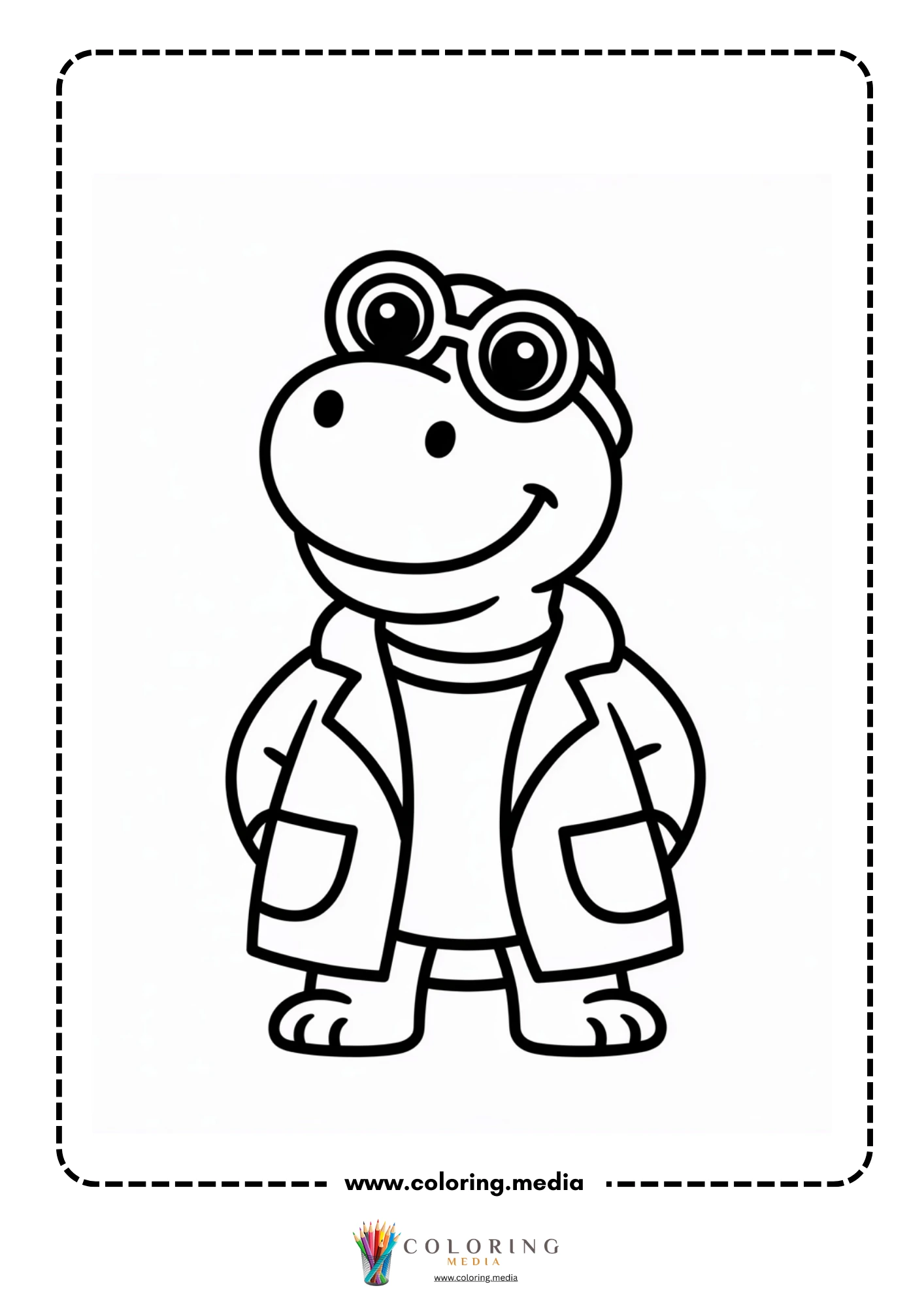 Dinosaur with round glasses on face