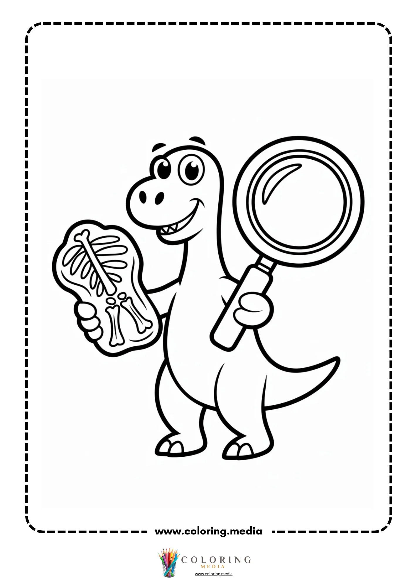 Small cute dinosaur character standing