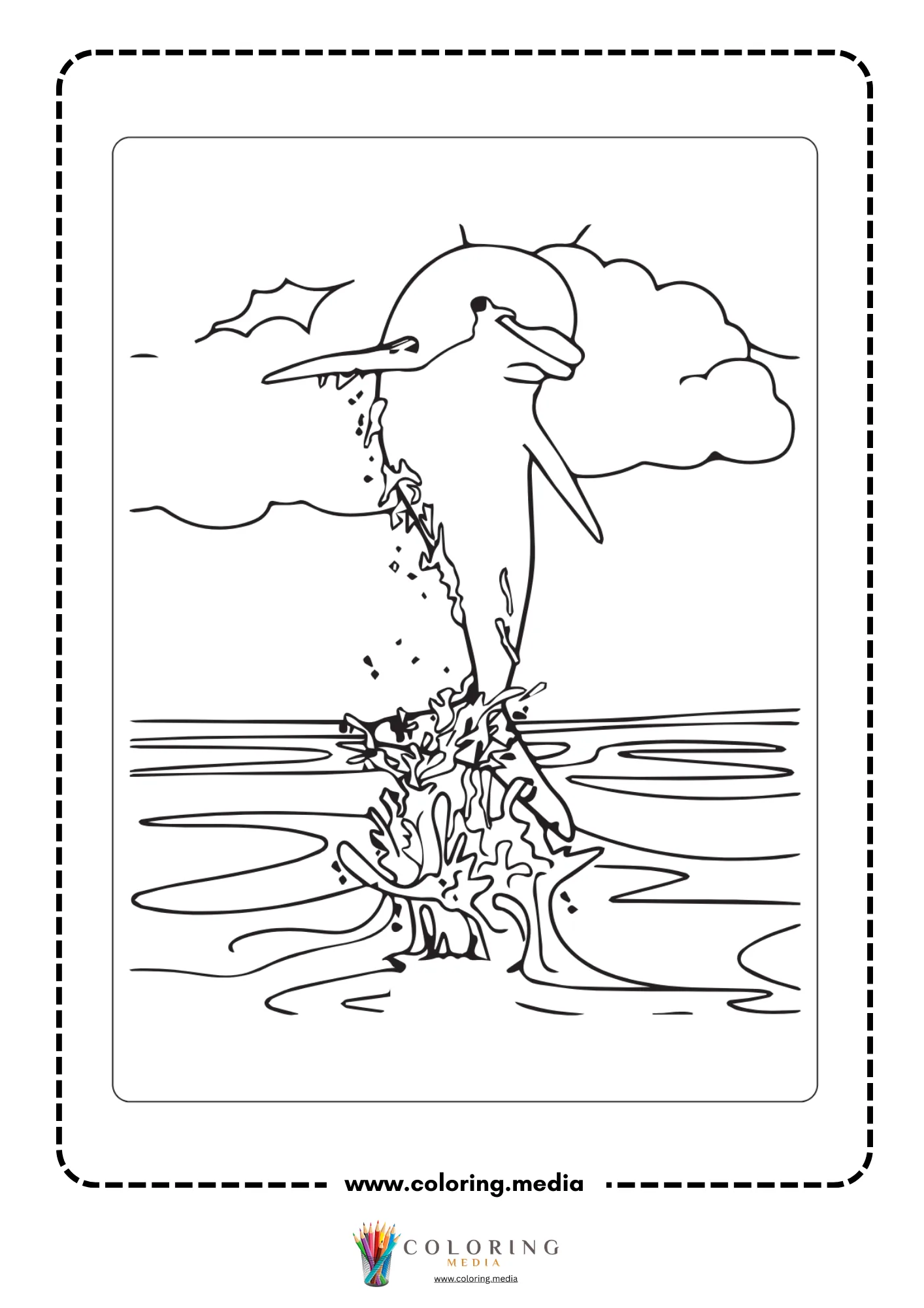 Vertical dolphin diving into the sea