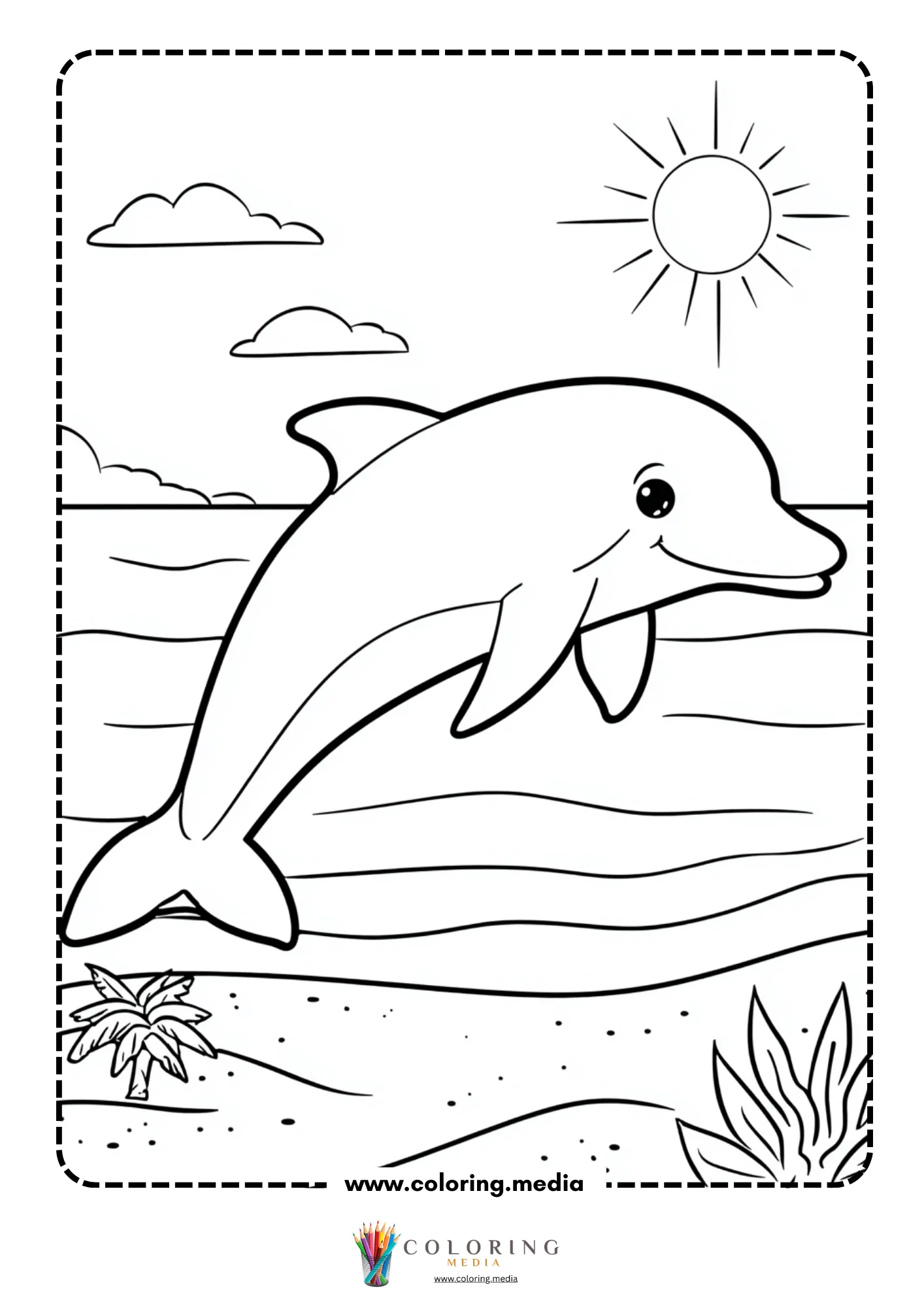 Dolphin swimming in ocean waves