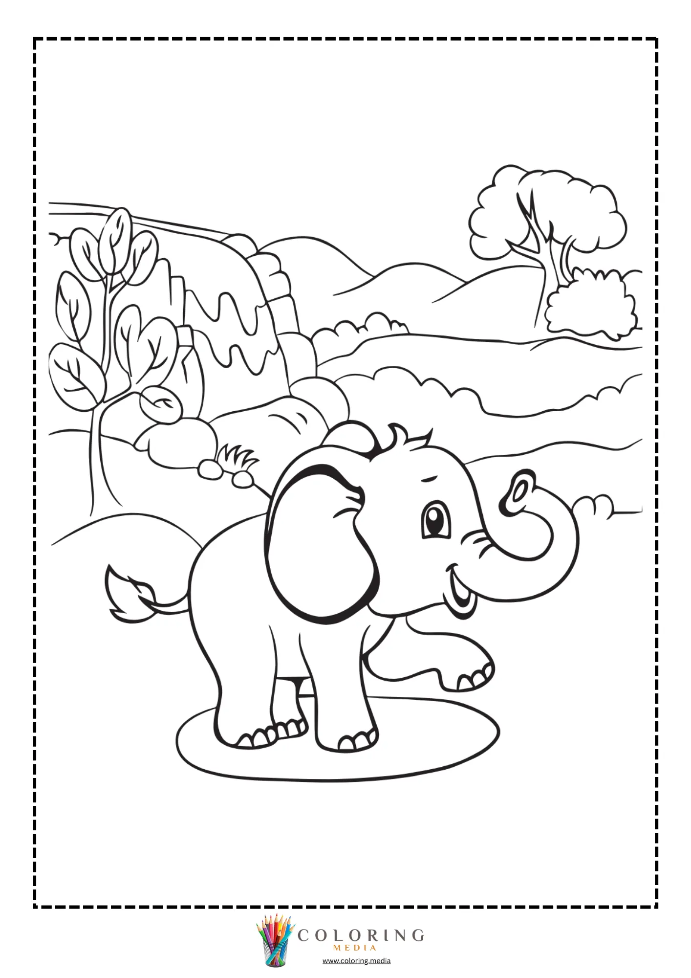 Elephant standing in open grassland