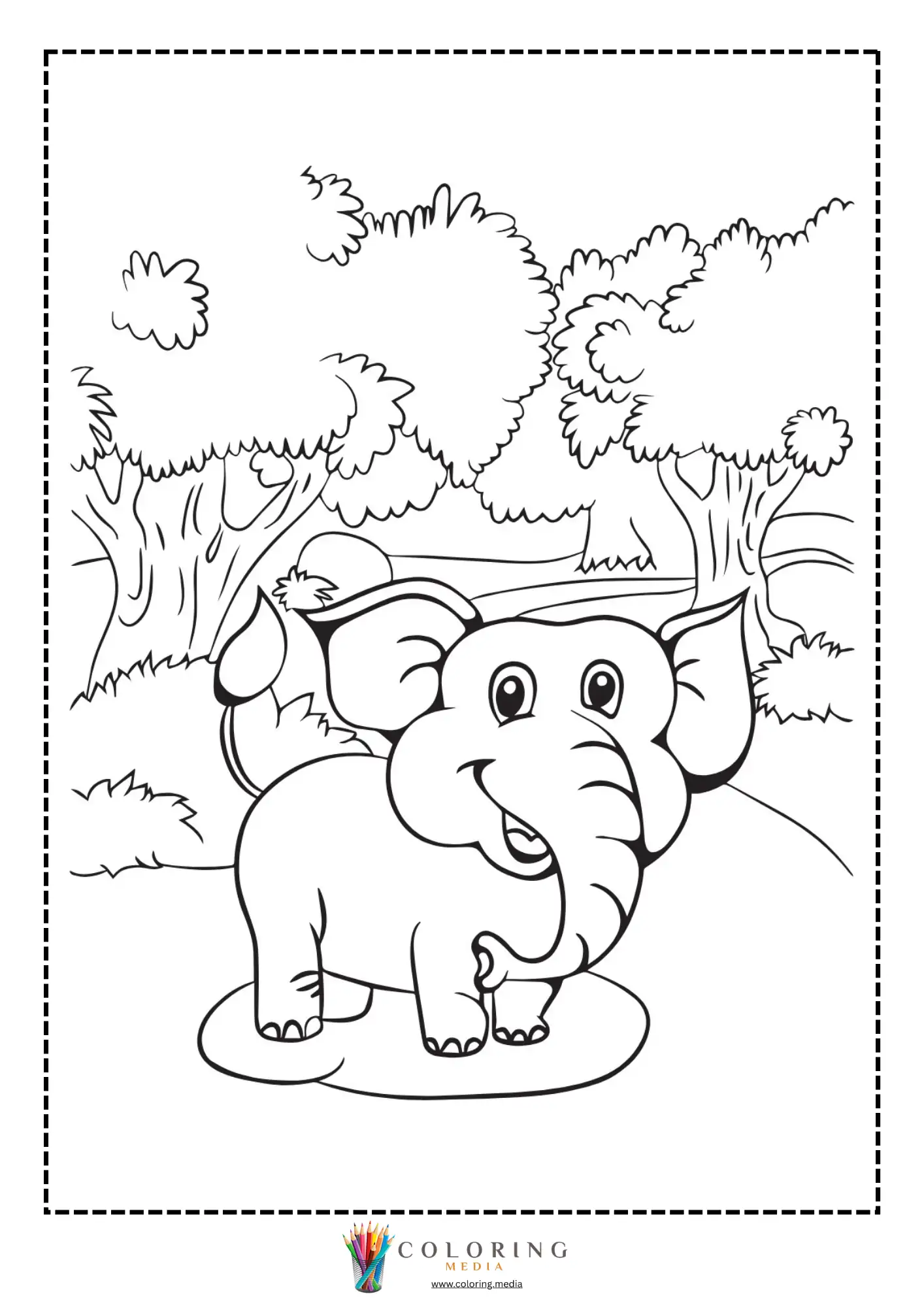 Elephant carrying a basket with trunk