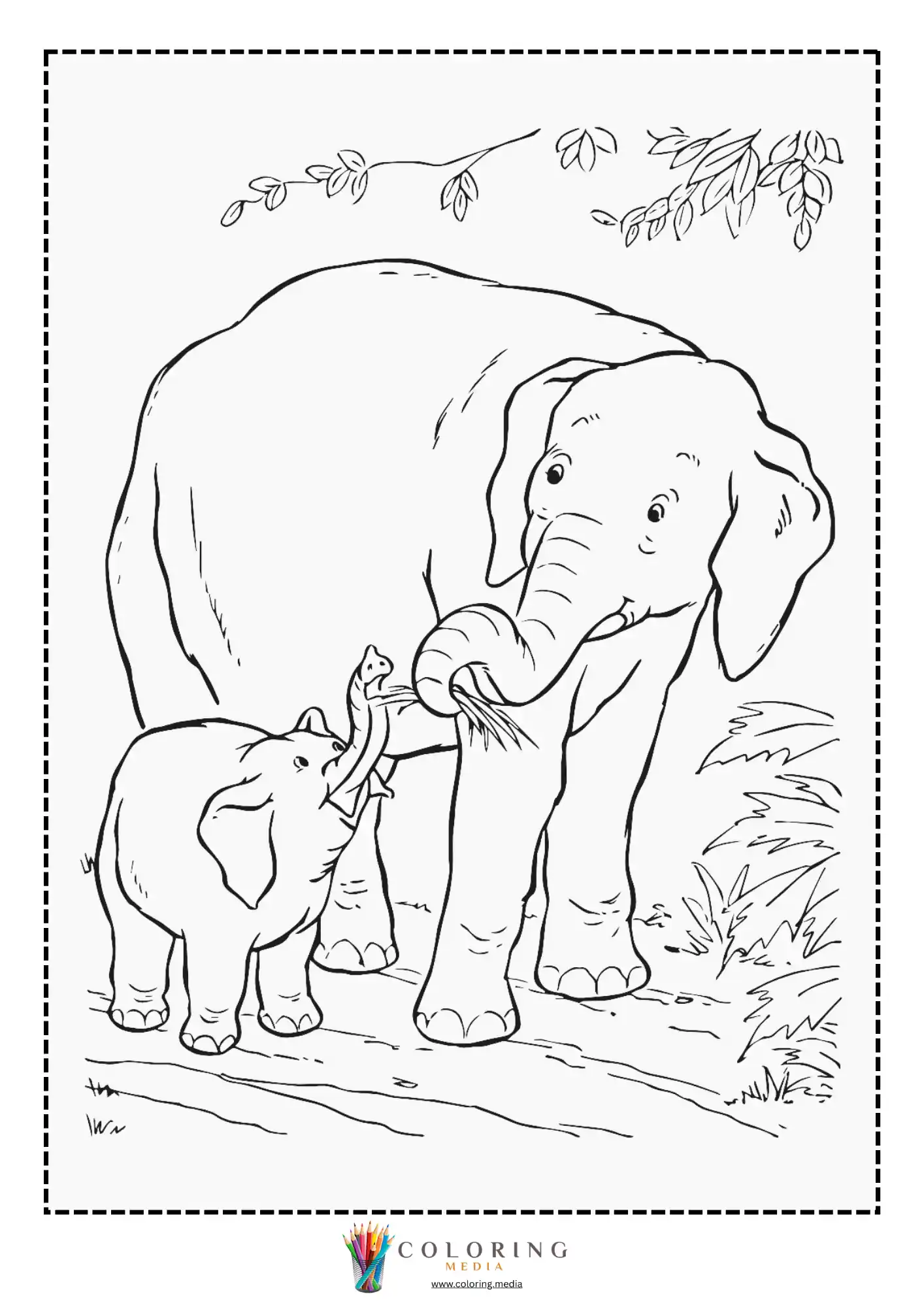 Elephant with trunk raised up high
