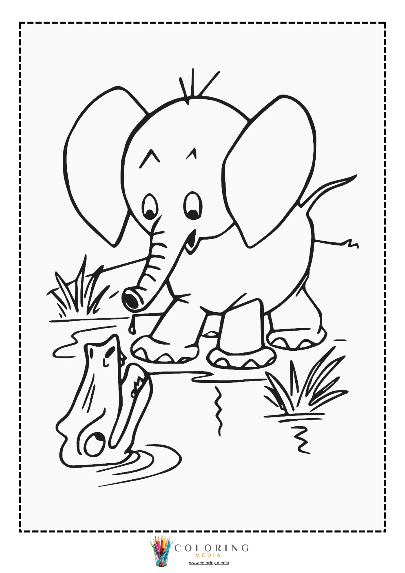 Cartoon elephant with oversized ears