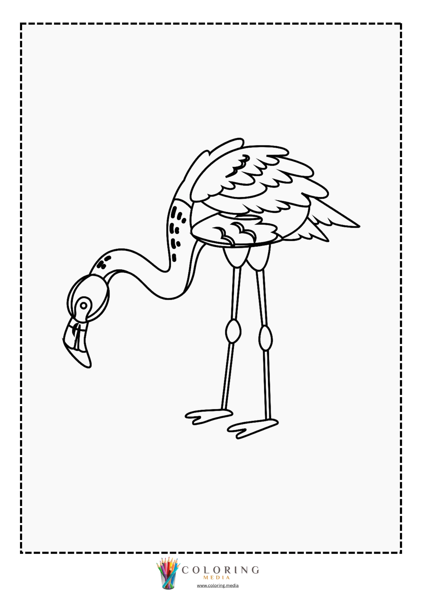 Flamingo with head turned gracefully