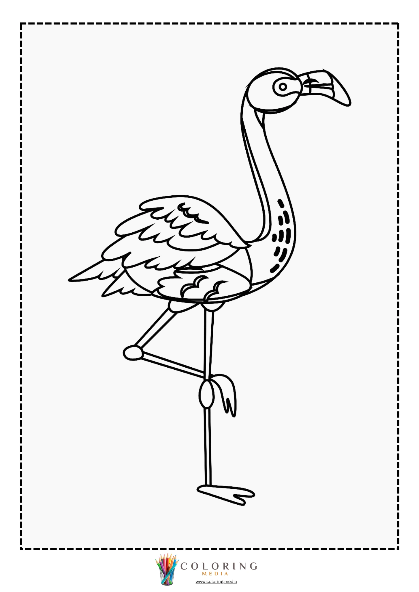 Flamingo walking with one foot raised