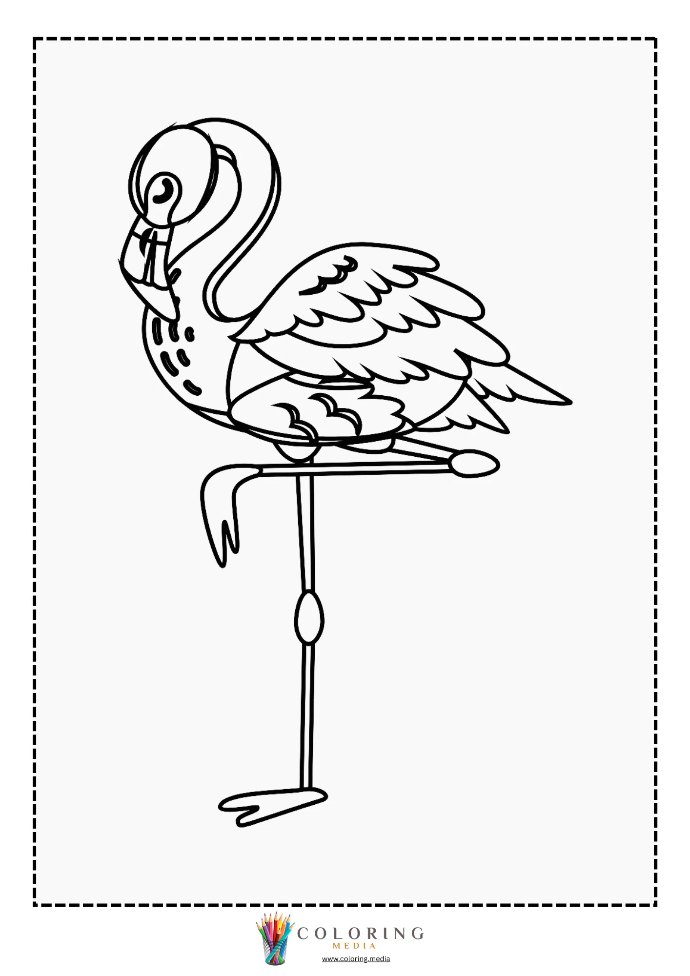 Flamingo with elongated S-curve neck