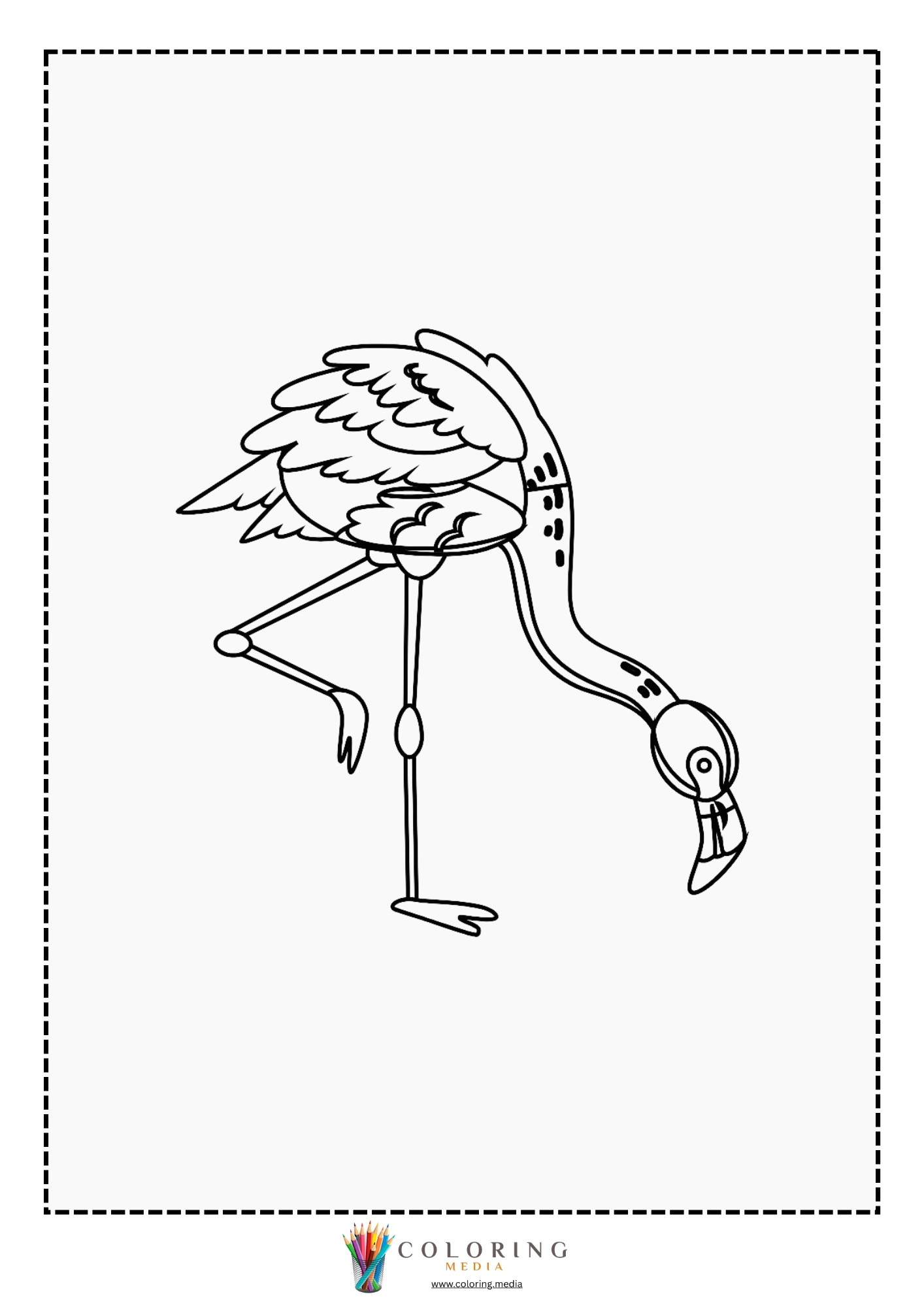 Flamingo with wings slightly spread