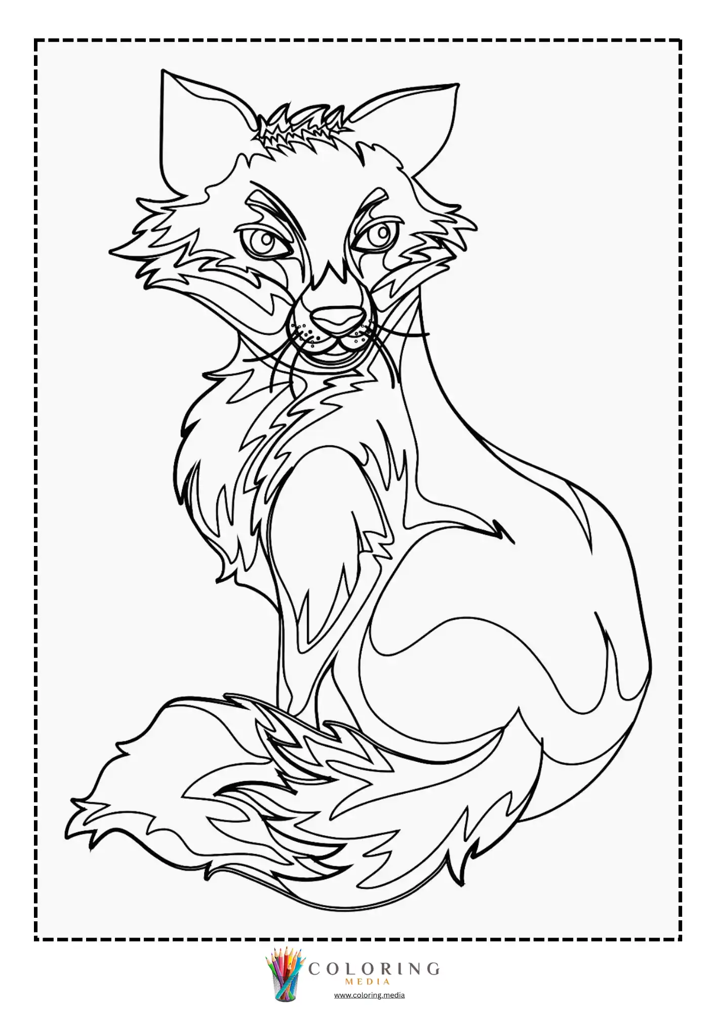 Simple fox outline in sitting pose