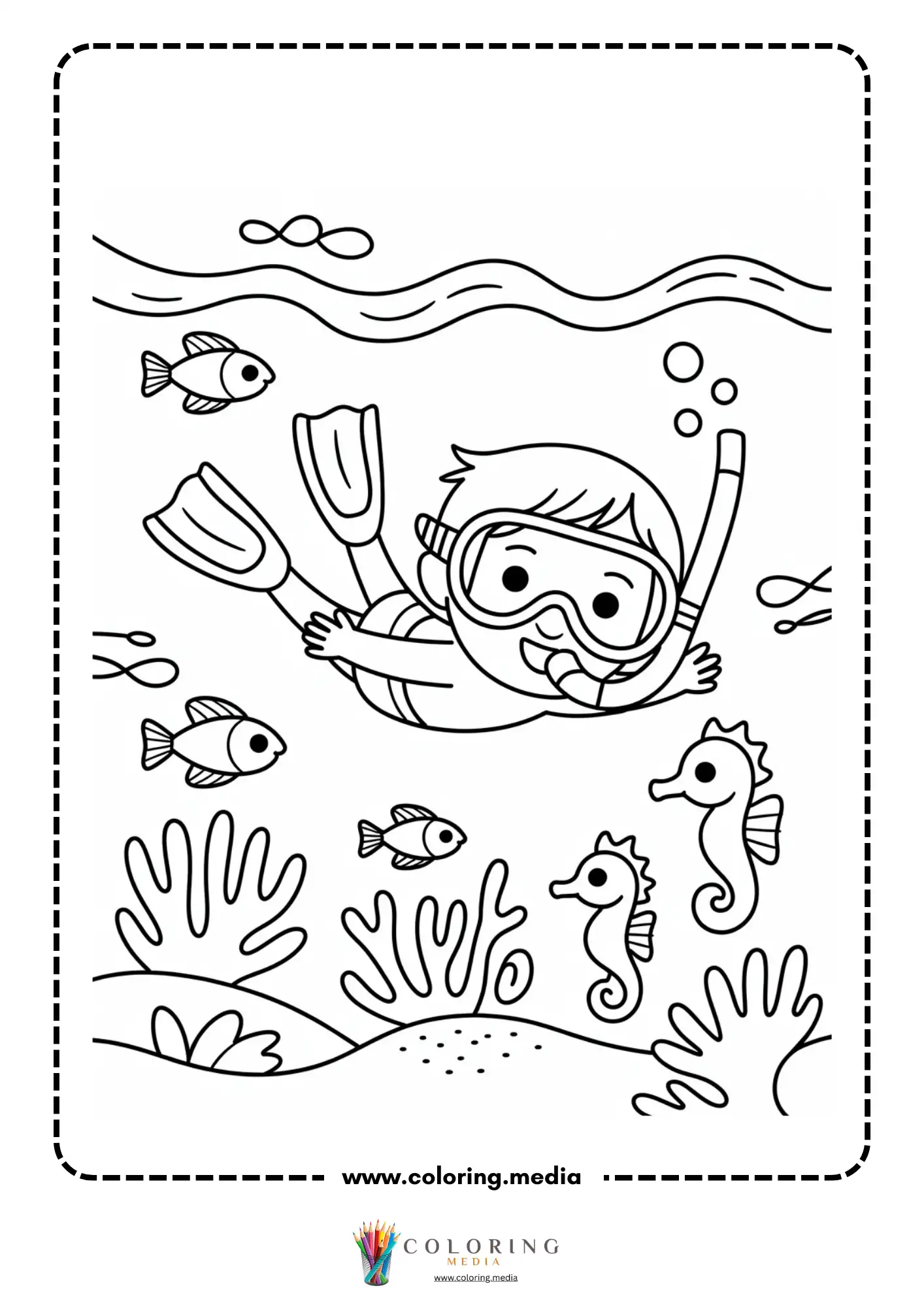 Boy snorkeling in deep water
