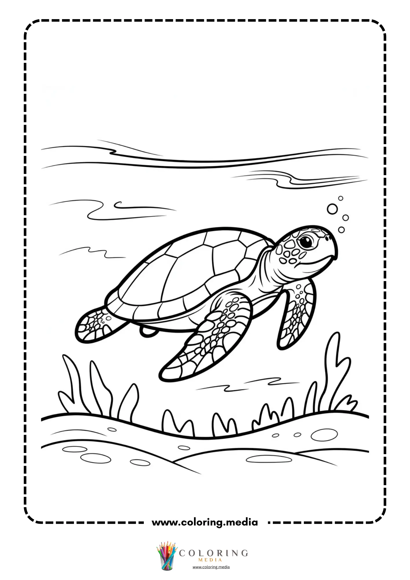 Sea turtle near the ocean floor